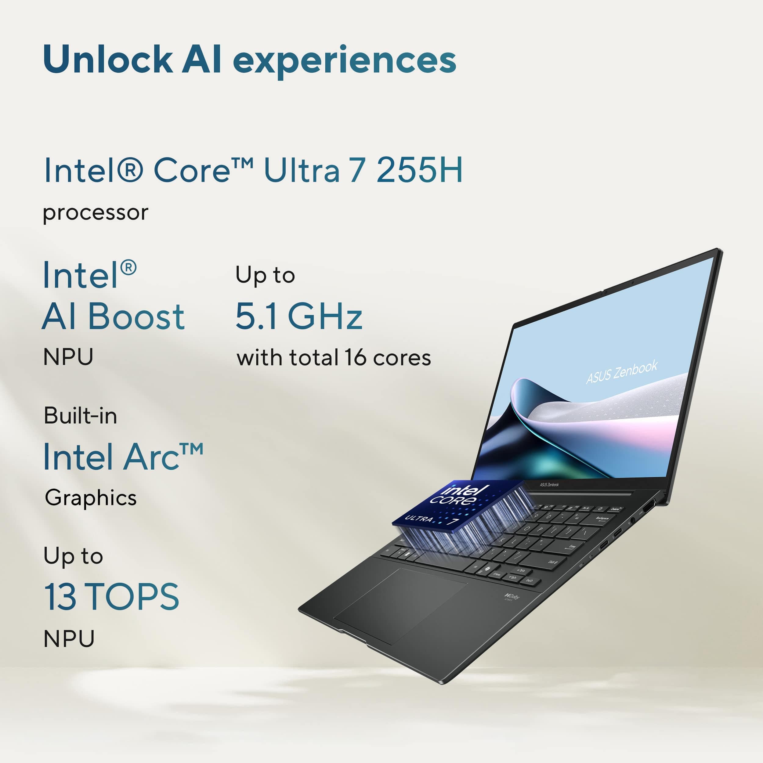 ASUS Zenbook 14 OLED Touchscreen AI PC Laptop,14" FHD+, Intel Core Ultra 7 255H (> i9-13900H), 16GB DDR5 RAM, Backlit, 2x Thunderbolt 4, Wi-Fi 7, IST Computer Customized 512GB/1TB/2TB SSD, Win 11 Pro, view 2