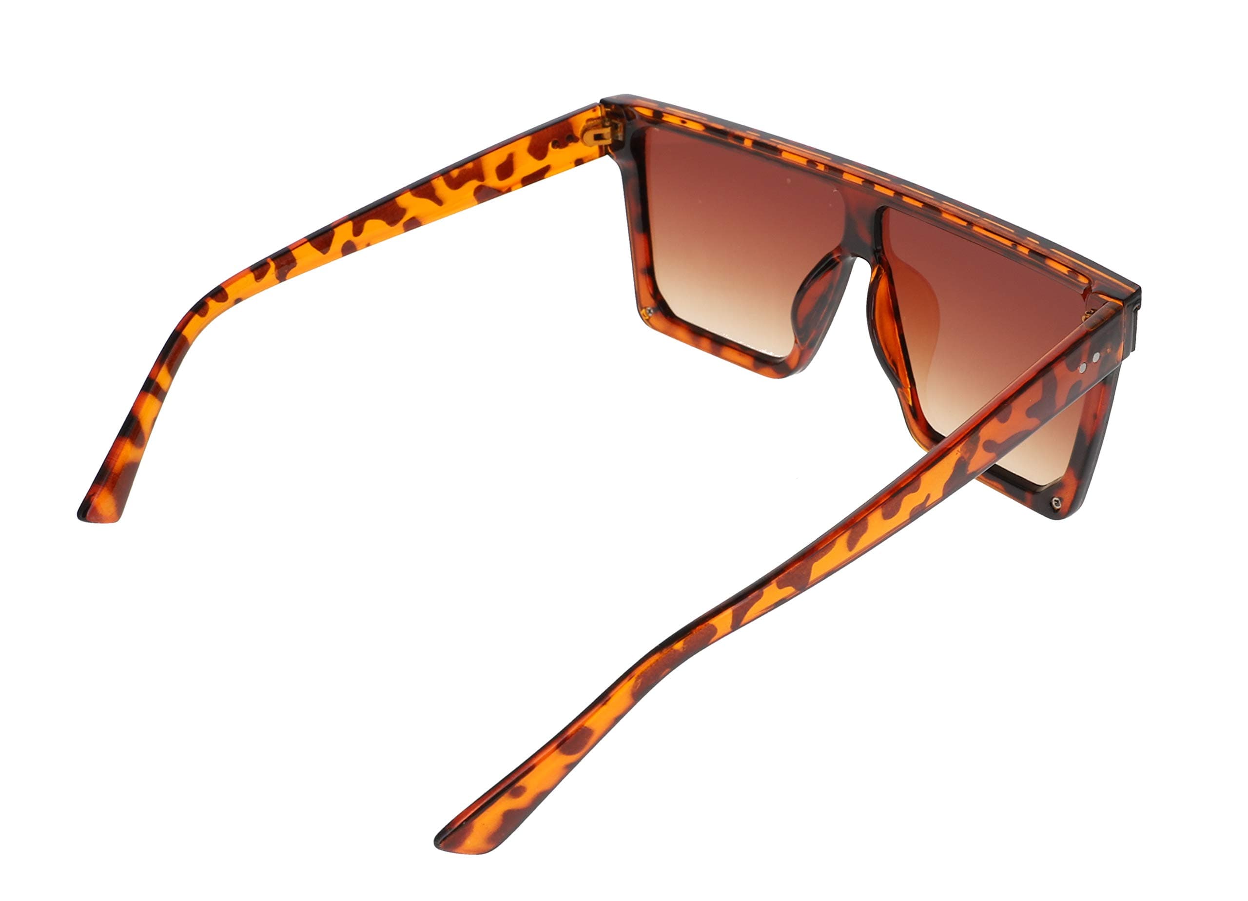 Flawless - Fashion Brand Design Flat Top Oversized Frame Siamese Lens Semi-Rimless Men Women Sunglasses (Tortoise), view 8