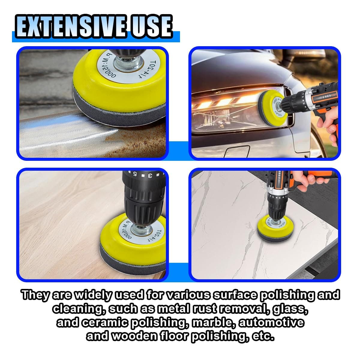 2PCS 3" Hook and Loop Sanding Pad Polishing Tool Kit - Includes Soft Foam Layer Buffering Pad & 1/4" Shank Adapter Drill Attachment, Sanding Disc Replacement Accessory for Die Grinder Rotary Tool, view 5