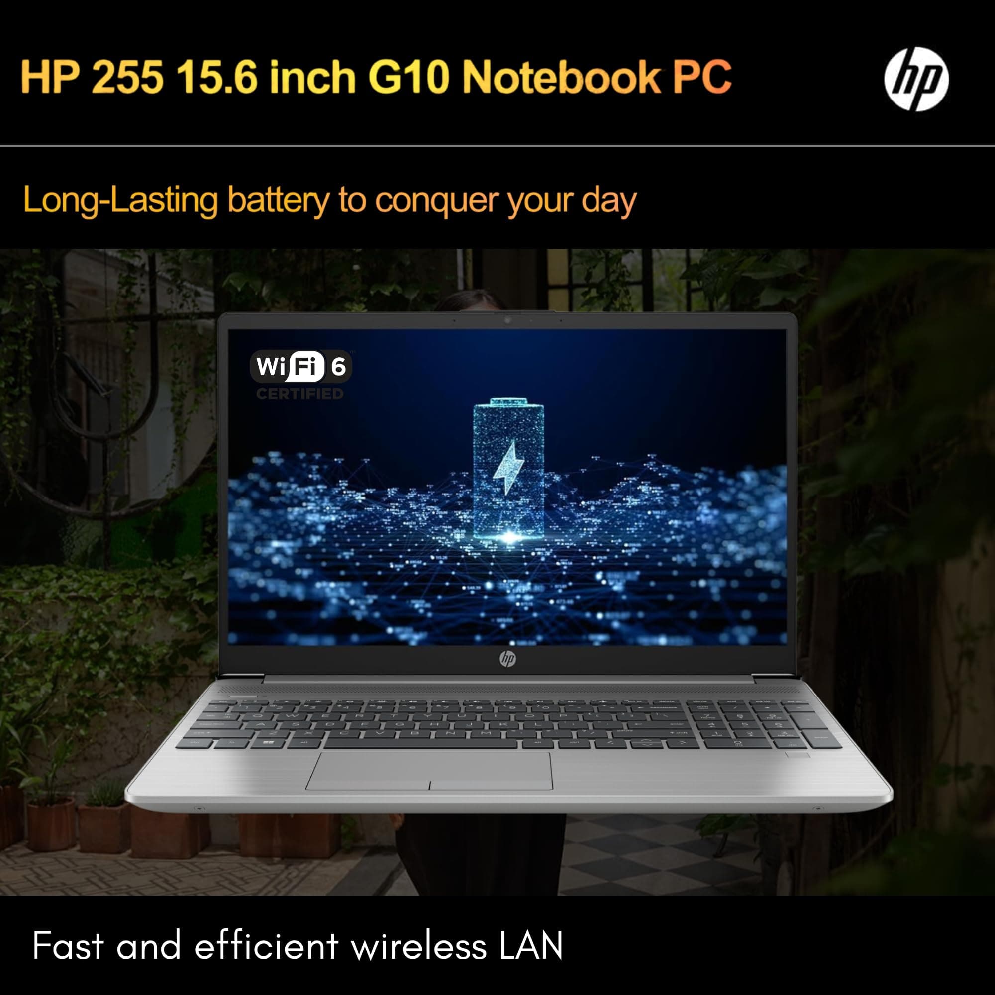 HP 255 G10 Laptop, 16GB RAM, 256GB SSD, Ryzen 3 7330U, 15.6" Full HD ASIN, view 8