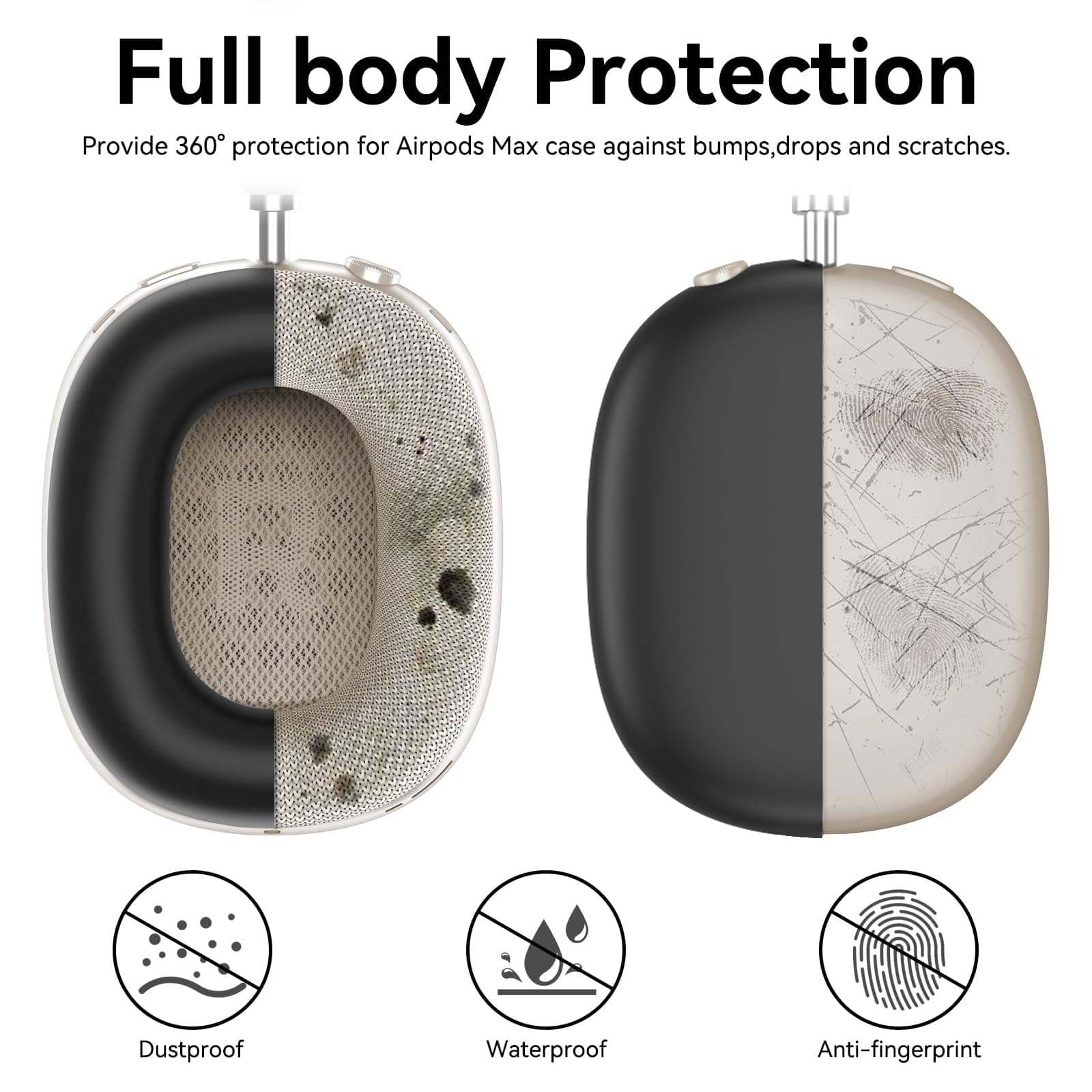 Silicone Case Cover for AirPods Max 2 / AirPods Max Headphones (Black), view 4