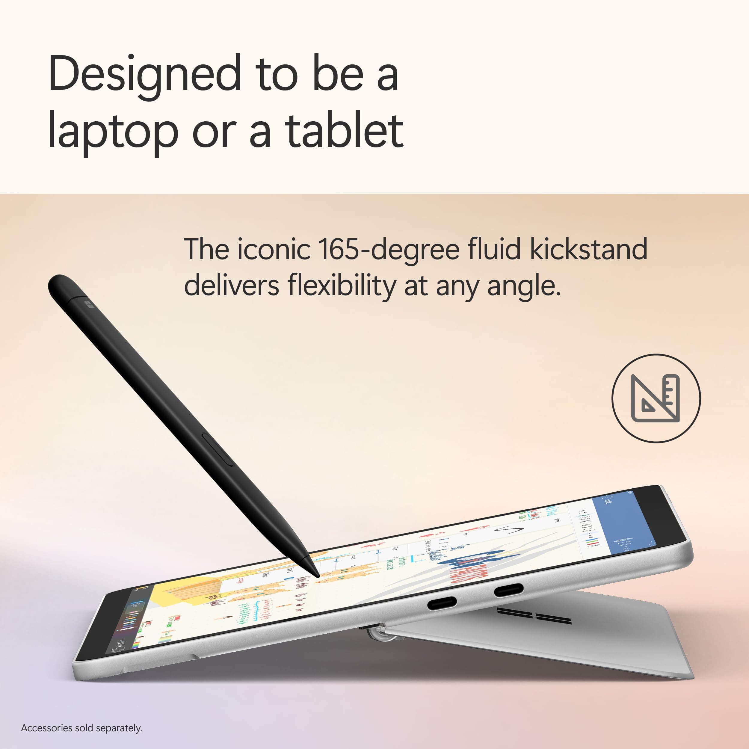 Microsoft Surface Pro 2-in-1 Laptop/Tablet (2025), Windows 11 Copilot+ PC, 12" Touchscreen Display, Snapdragon X Plus (8 Core), 16GB RAM, 256GB Storage, Platinum, view 3