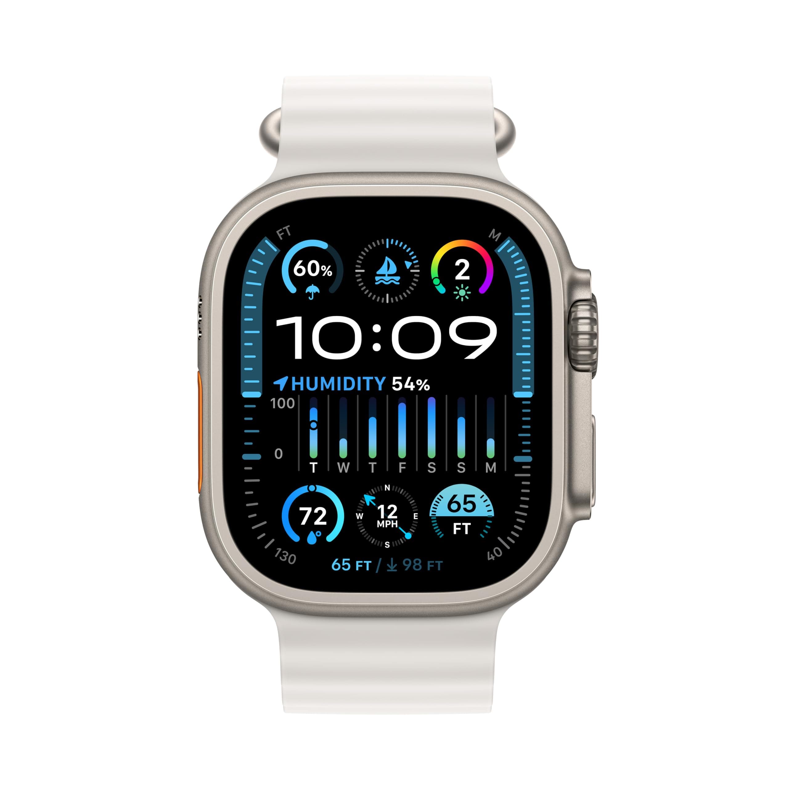Apple Watch Ultra 2 [GPS + Cellular, 49mm] - Titanium Case With White Ocean Band, One Size (Renewed), view 2