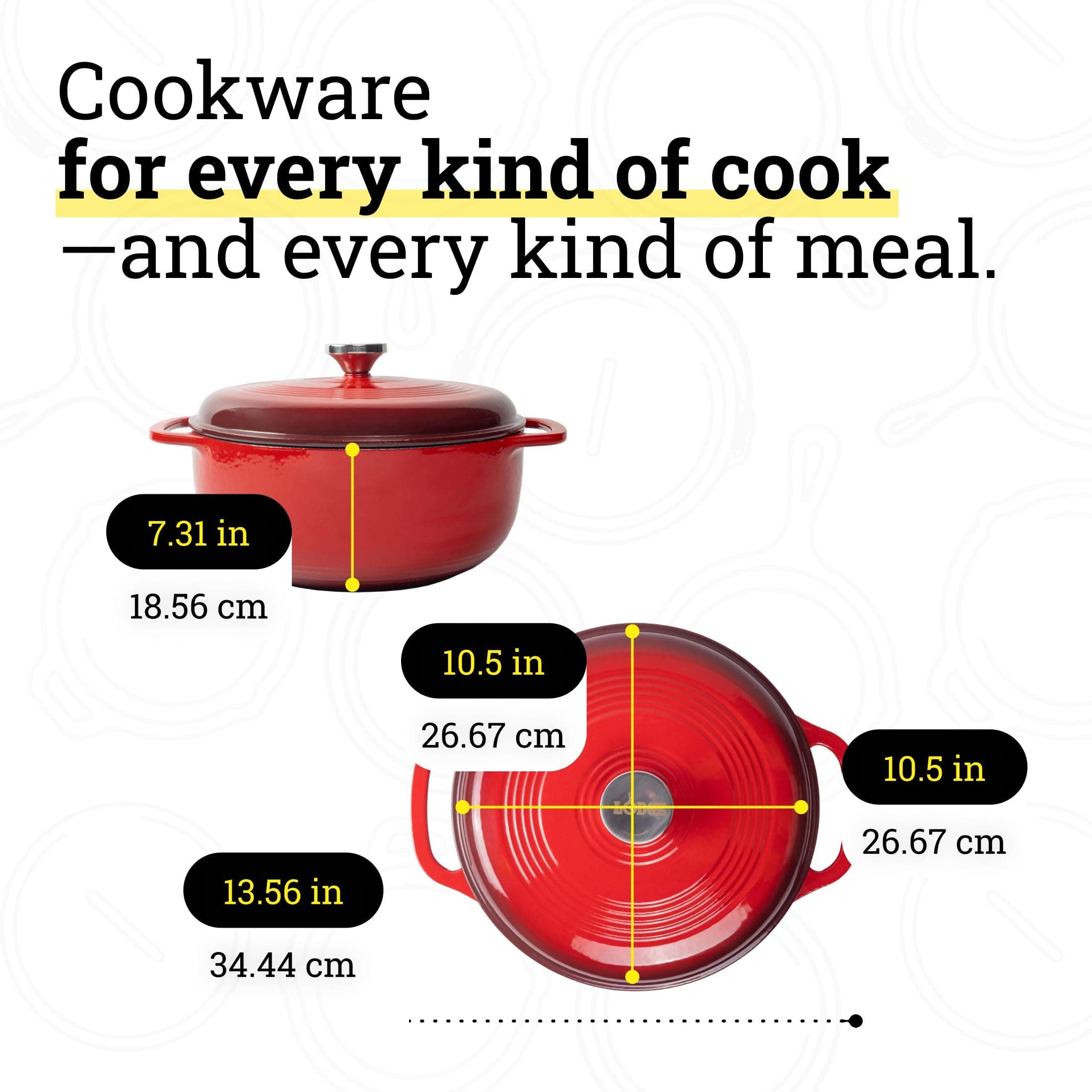 Lodge Essential Enamel Cast Iron Dutch Oven, 6 Quart, Island Spice Red, view 6