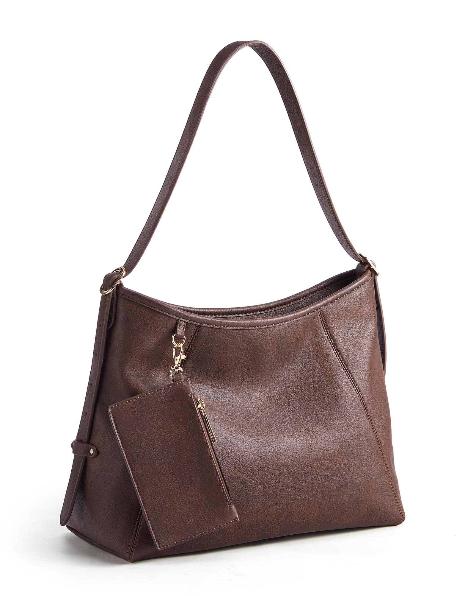 Missnine Hobo Bag for Women PU Leather Purses with Small Pouch, Multi-pocket Crossbody Handbags with Zipper, Everyday & Travel Ladies Chic Shoulder Bags Comfortable Adjustable Strap Tote Purse,Coffee, TickClip Clip verdict