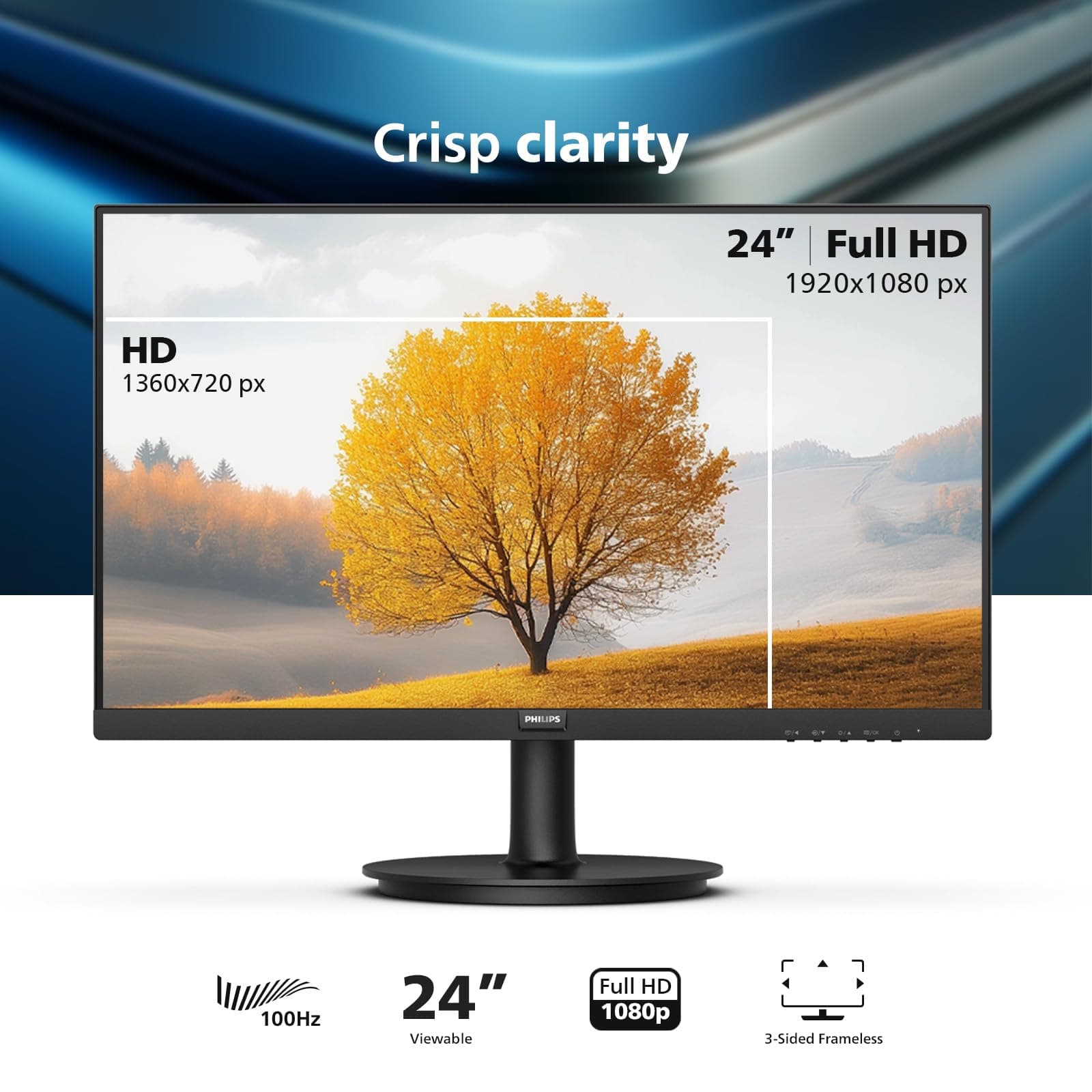 Philips 24 Inch Computer Monitor FHD 100Hz VA VESA Flicker-Free, 241V8LB, view 2