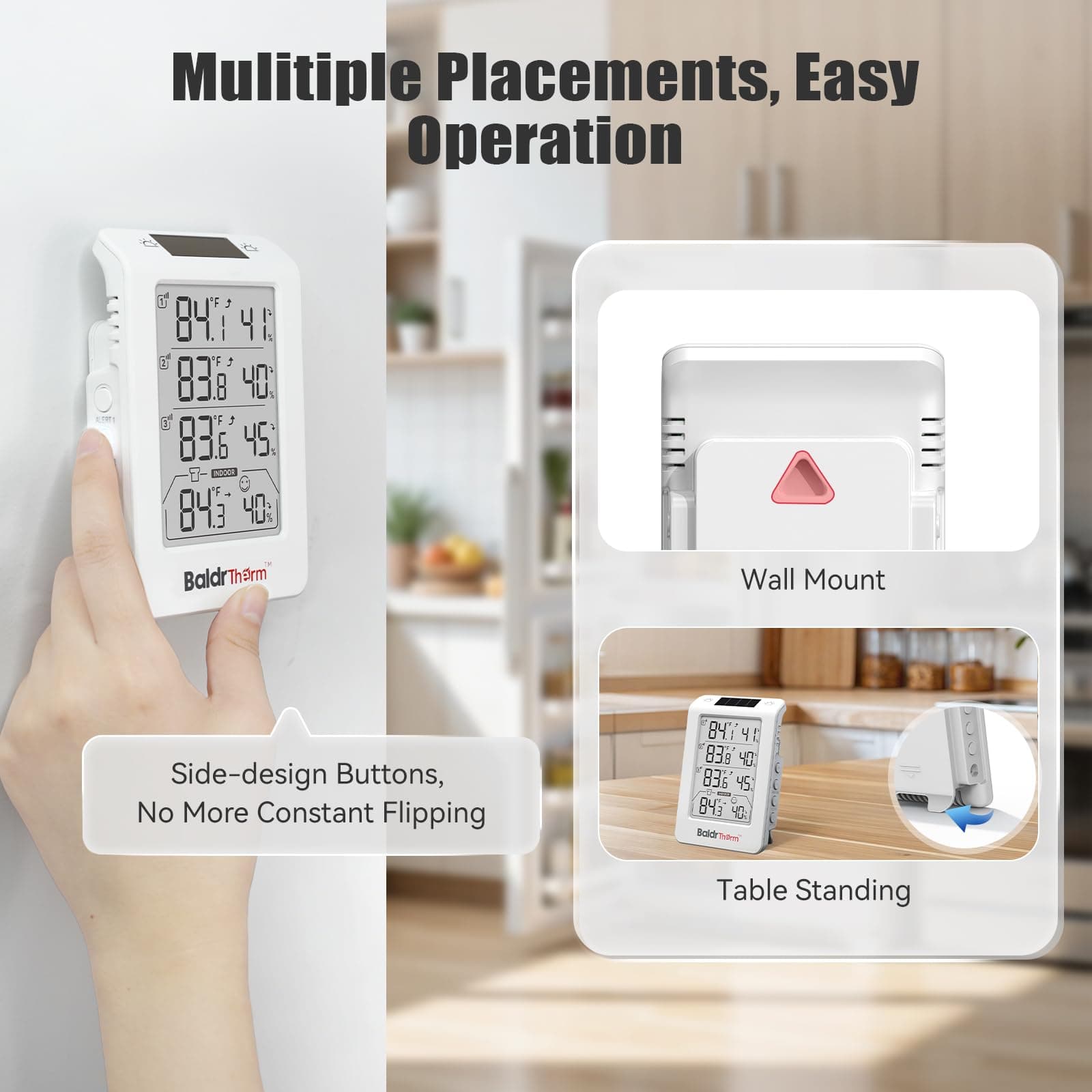 Wireless Freezer Monitor with 3 Sensors, 328ft Long Range Digital Refrigerator Thermometer with Min/Max Temp and Smart Adjustable Backlight, for Home, Garage & Breast Milk, White, view 5