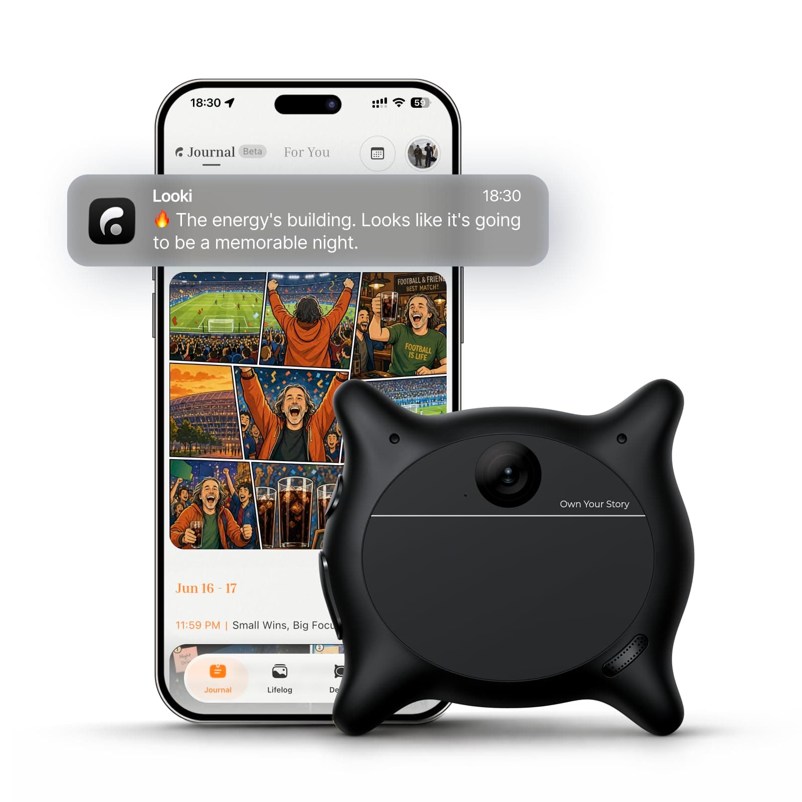 Looki L1 AI Multimodal Wearable for Life, 32g Lightweight Hands-Free Action Lifelogging Device with 1080P Video, 3 Mics, AI Vlogs & Comics, Proactive Intelligence, 32GB Privacy-First Storage (Black), TickClip Skip verdict