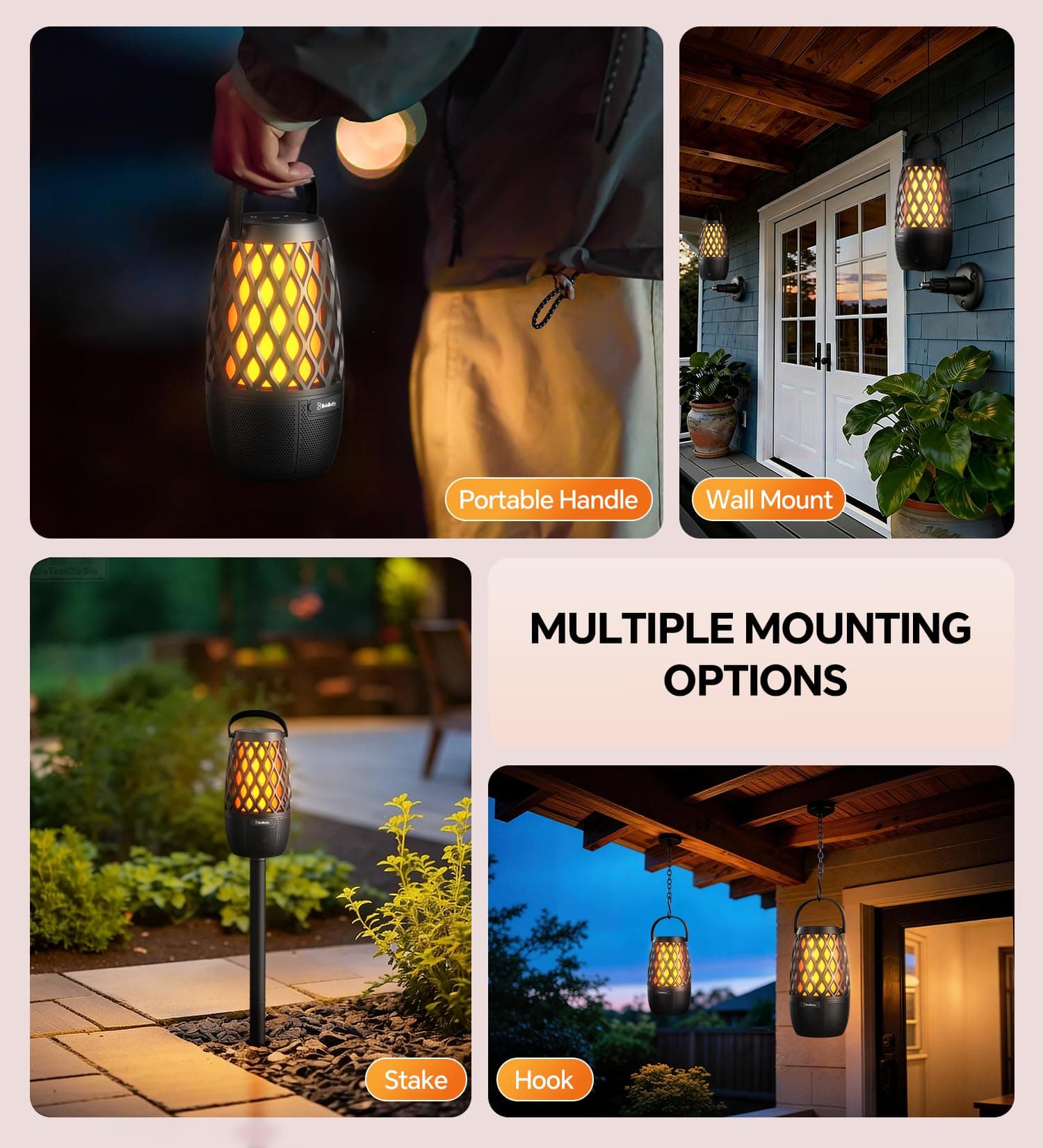 Outdoor Speakers with Lights, Gifts for Men Women, IPX5 Waterproof, 2 Pack, view 9