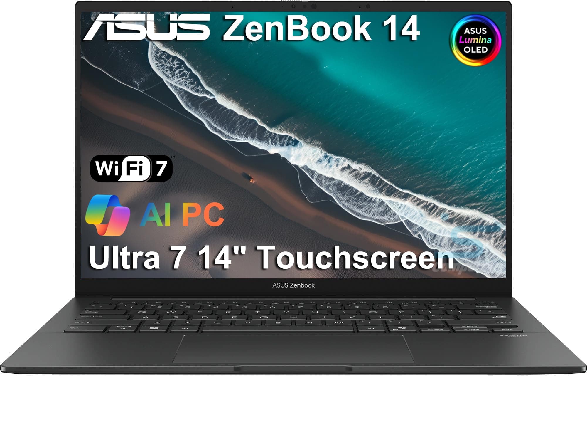 ASUS Zenbook 14 OLED Touchscreen AI PC Laptop,14" FHD+, Intel Core Ultra 7 255H (> i9-13900H), 16GB DDR5 RAM, Backlit, 2x Thunderbolt 4, Wi-Fi 7, IST Computer Customized 512GB/1TB/2TB SSD, Win 11 Pro