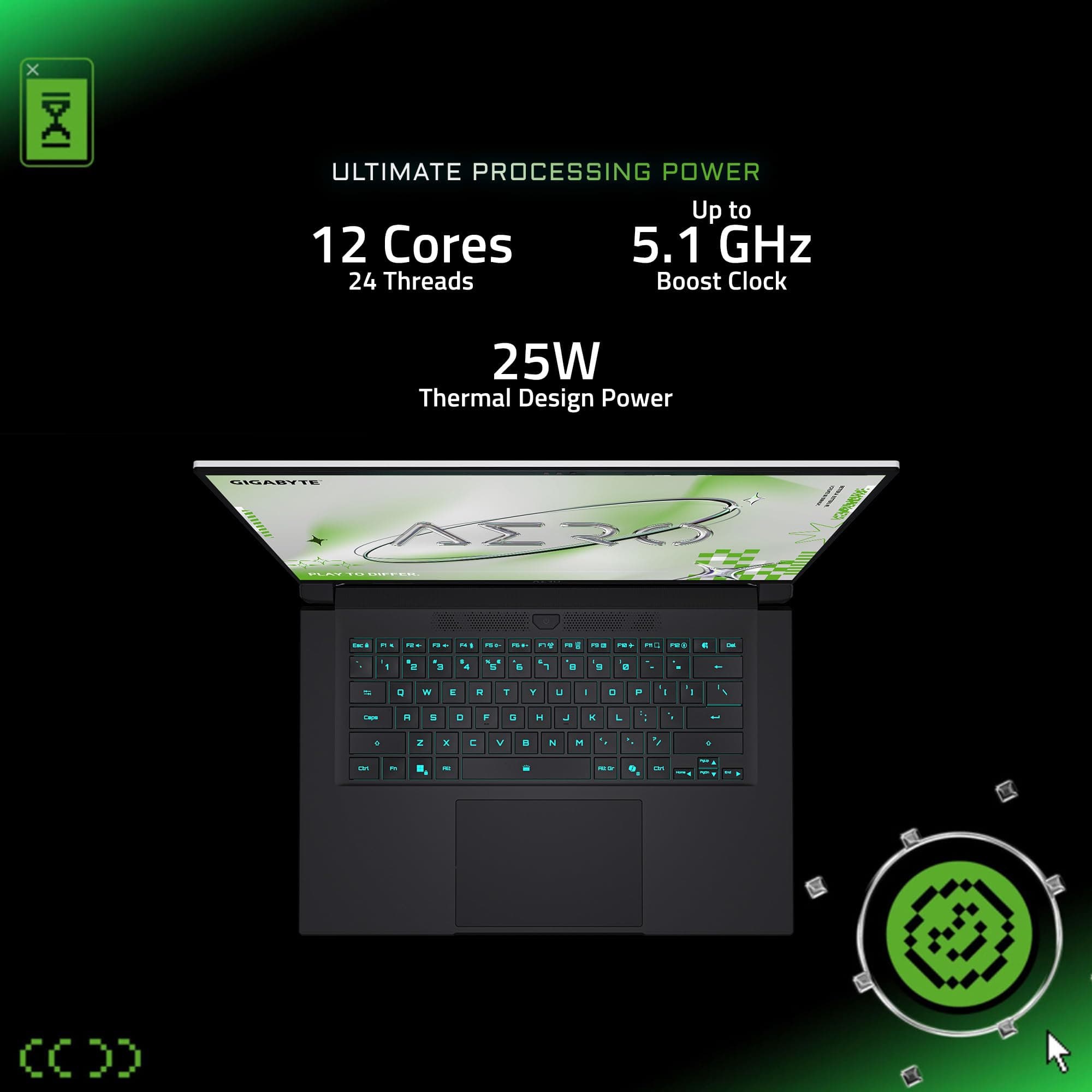 GIGABYTE AERO X16, Copilot+ PC - 165Hz 2560x1600 WQXGA - Manufactured by NVIDIA GeForce RTX 5070 - AMD Ryzen AI 9 HX 370-1TB SSD with 32GB DDR5 RAM - Windows 11 Home - Lunar White - 2WHA3USC64DH, view 3