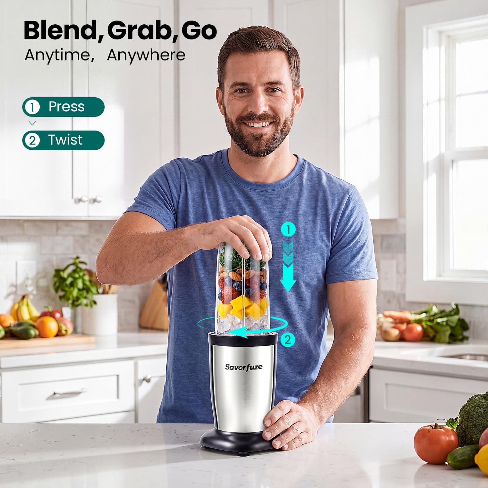 Smoothie Blender Grinder Combo, Countertop Blender Smoothies and Shakes, view 5