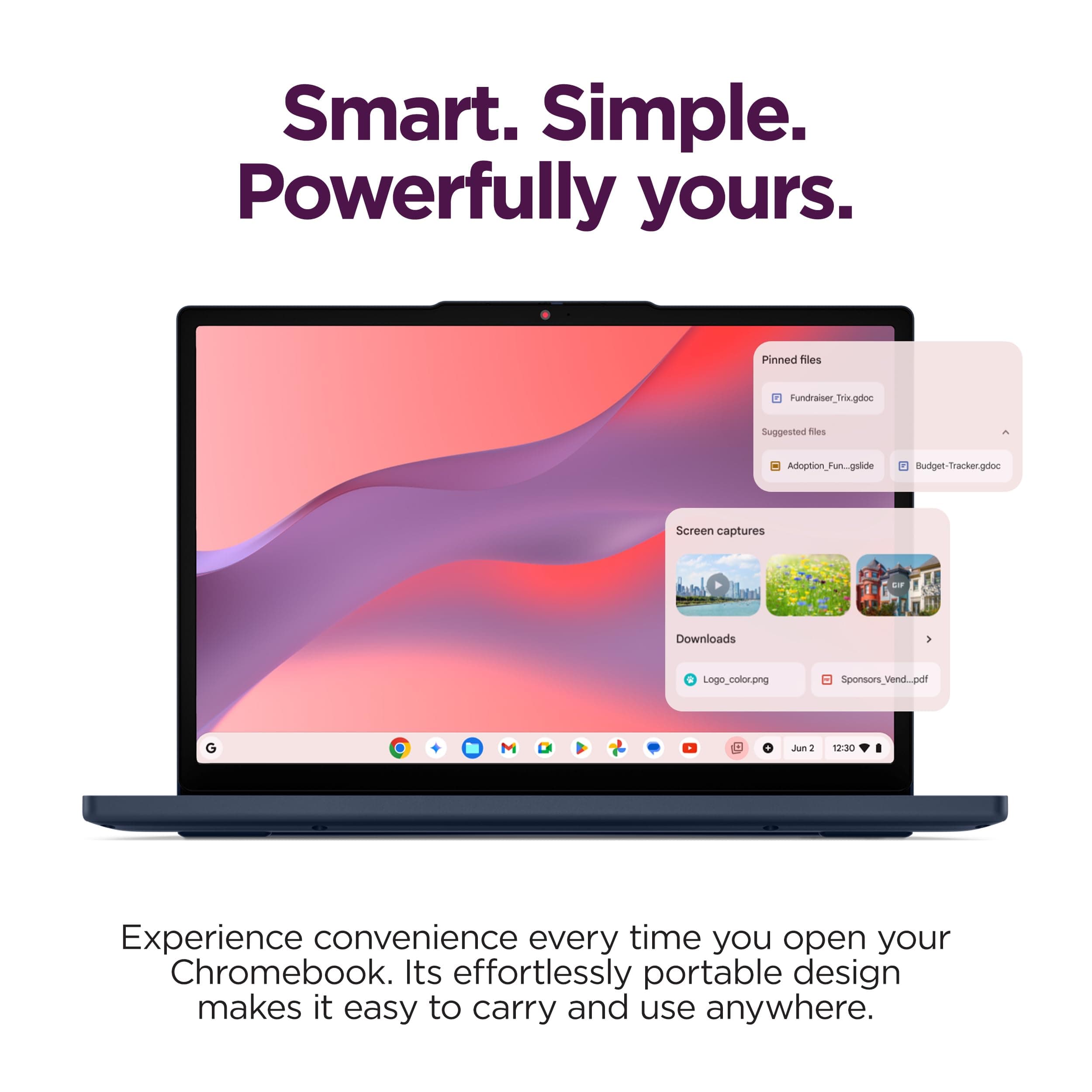 Lenovo Chromebook m 14" - Everyday Laptop - Google Gemini - MediaTek Kompanio 540 CPU - 14" WUXGA IPS Display - 8GB RAM - 64GB UFS Storage - Integrated Arm Mali-G57 MC2 GPU - Cosmic Blue, view 3