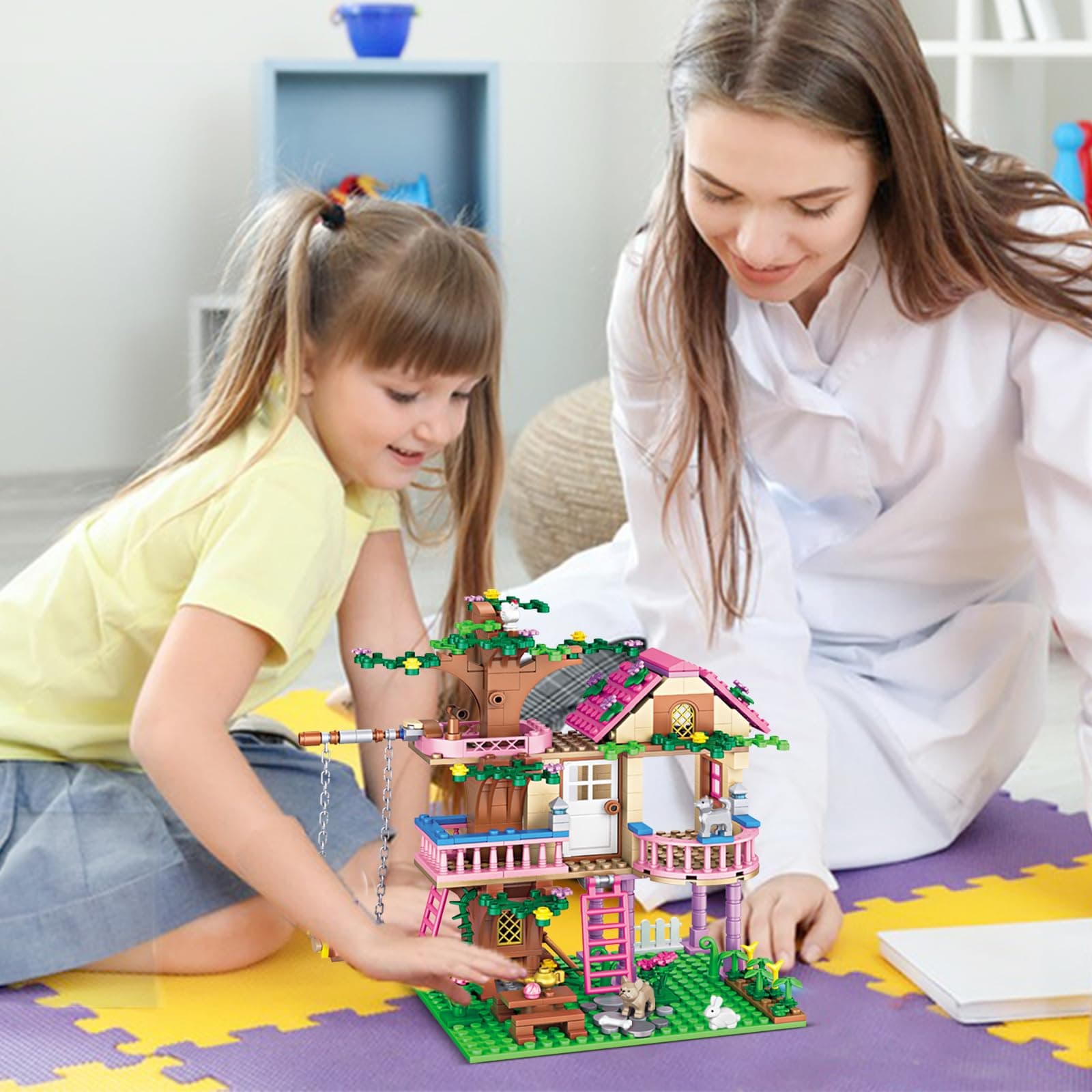 HSANHE Tree House Building Set Compatible with Friends, 504 PCS Forest House Building Kit Birthday Gift for Kids Girls Boys Age 6-12 Years（7652）, view 6