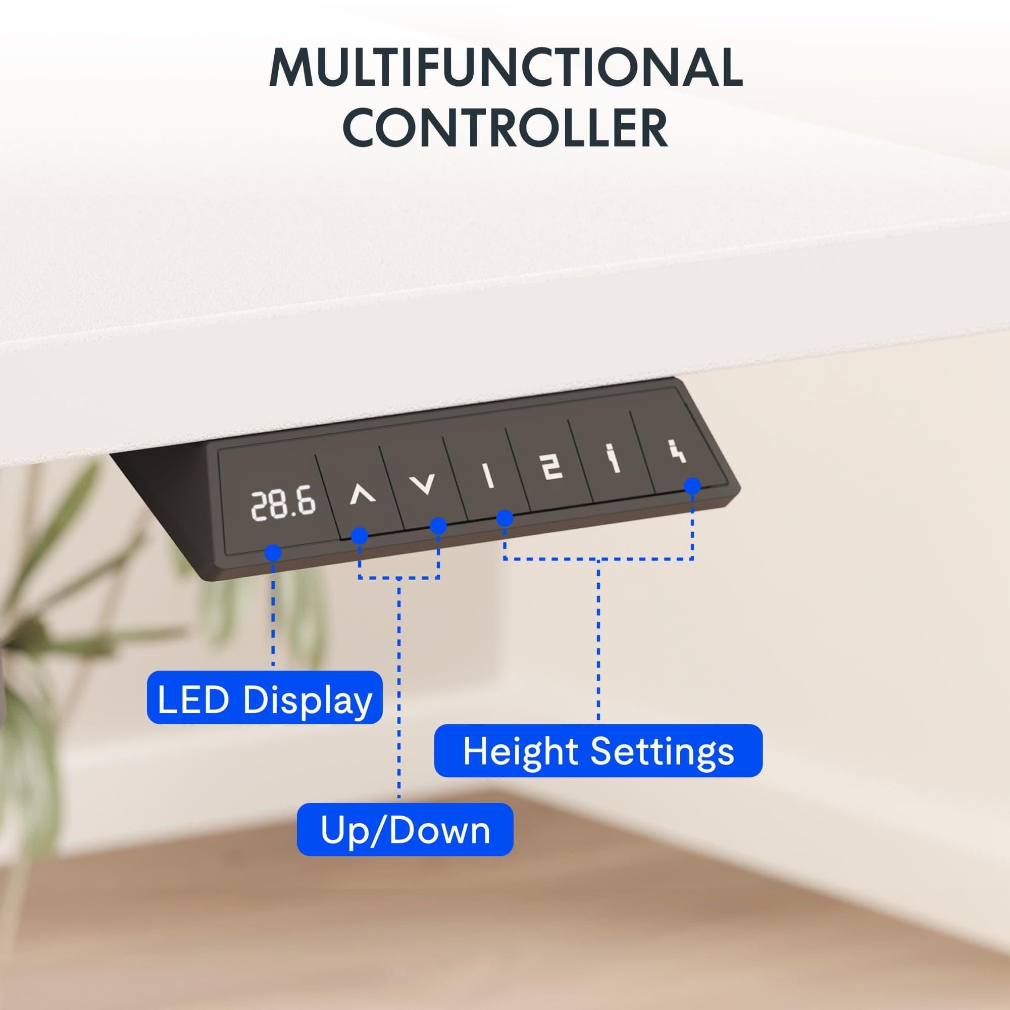 FLEXISPOT EN2 48"x30" Whole-Piece Standing Desk with Power Strip, White, view 8