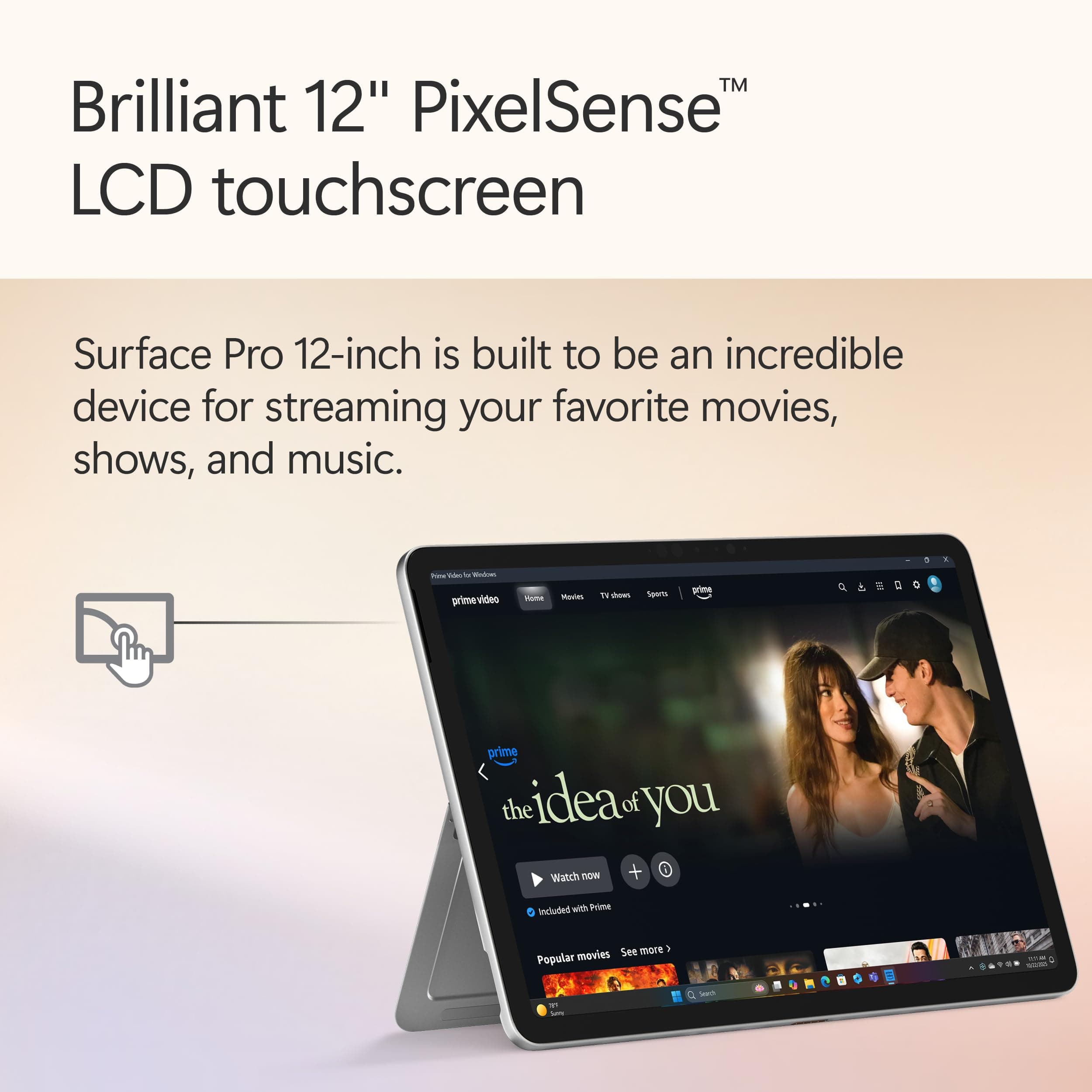 Microsoft Surface Pro 2-in-1 Laptop/Tablet (2025), Windows 11 Copilot+ PC, 12" Touchscreen Display, Snapdragon X Plus (8 Core), 16GB RAM, 256GB Storage, Platinum, view 5