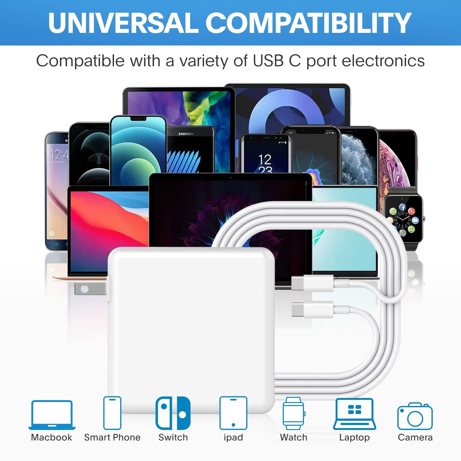 Mac Book Pro Charger - 118W USB C Charger Fast Charger Compatible with MacBook Pro/Air, M1 M2 M3 M4 M5, ipad Pro, Samsung Galaxy and More, Include Charge Cable, view 5