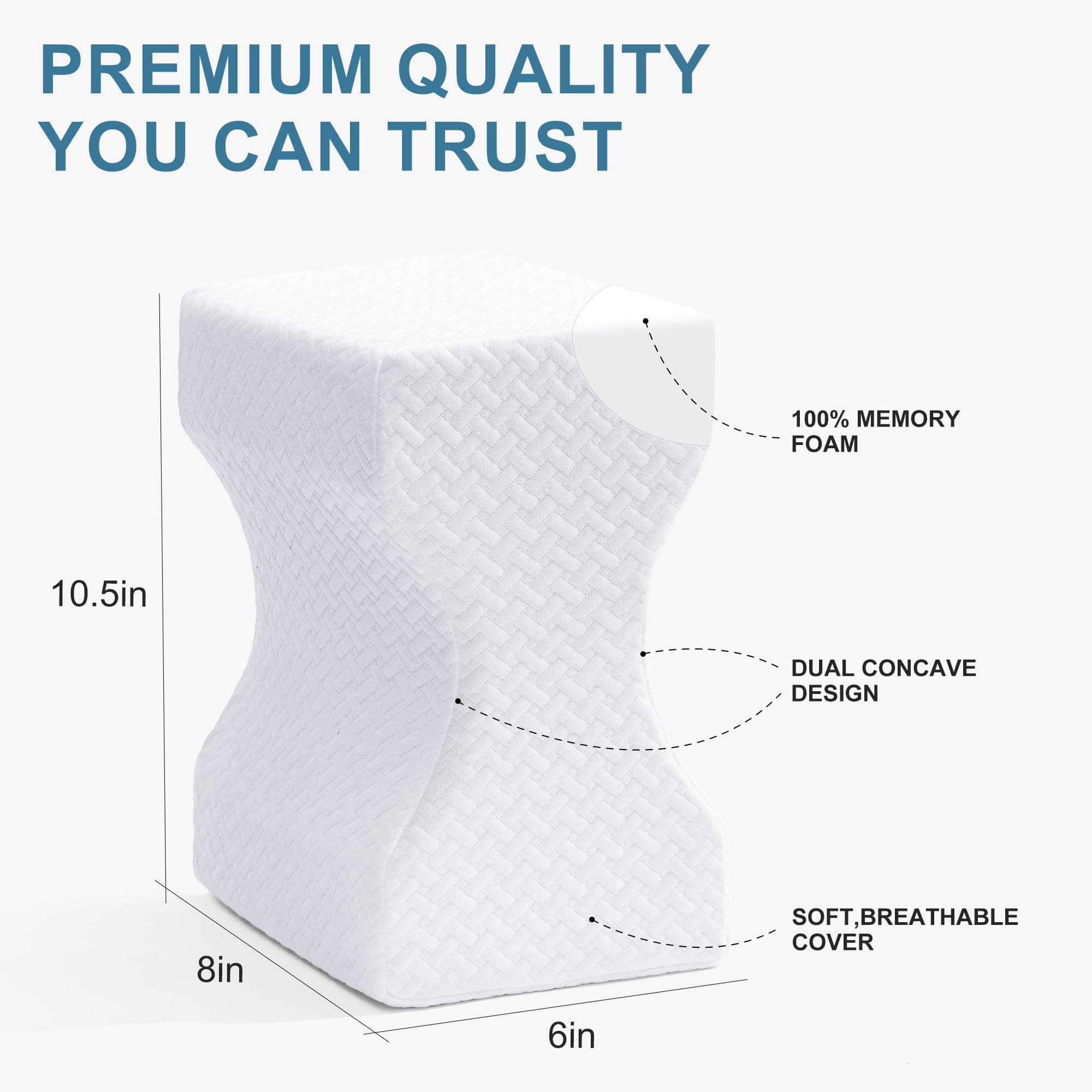 UJPFEO Knee Pillow for Side Sleepers, Leg Pillow for Sciatica, Back, HIPS, Knees, Joints Pain Relief,Pillows for Between Legs While Sleeping Spine Alignment Support & Relieves Pressure,White, view 2