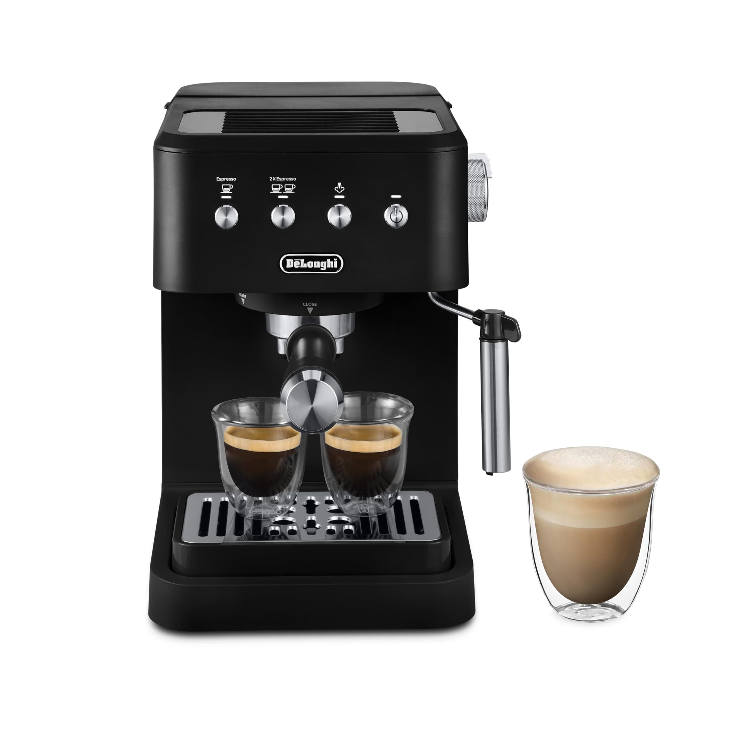 De’Longhi Classic Matte Black Espresso Machine, Easy-to-Use Milk Frother