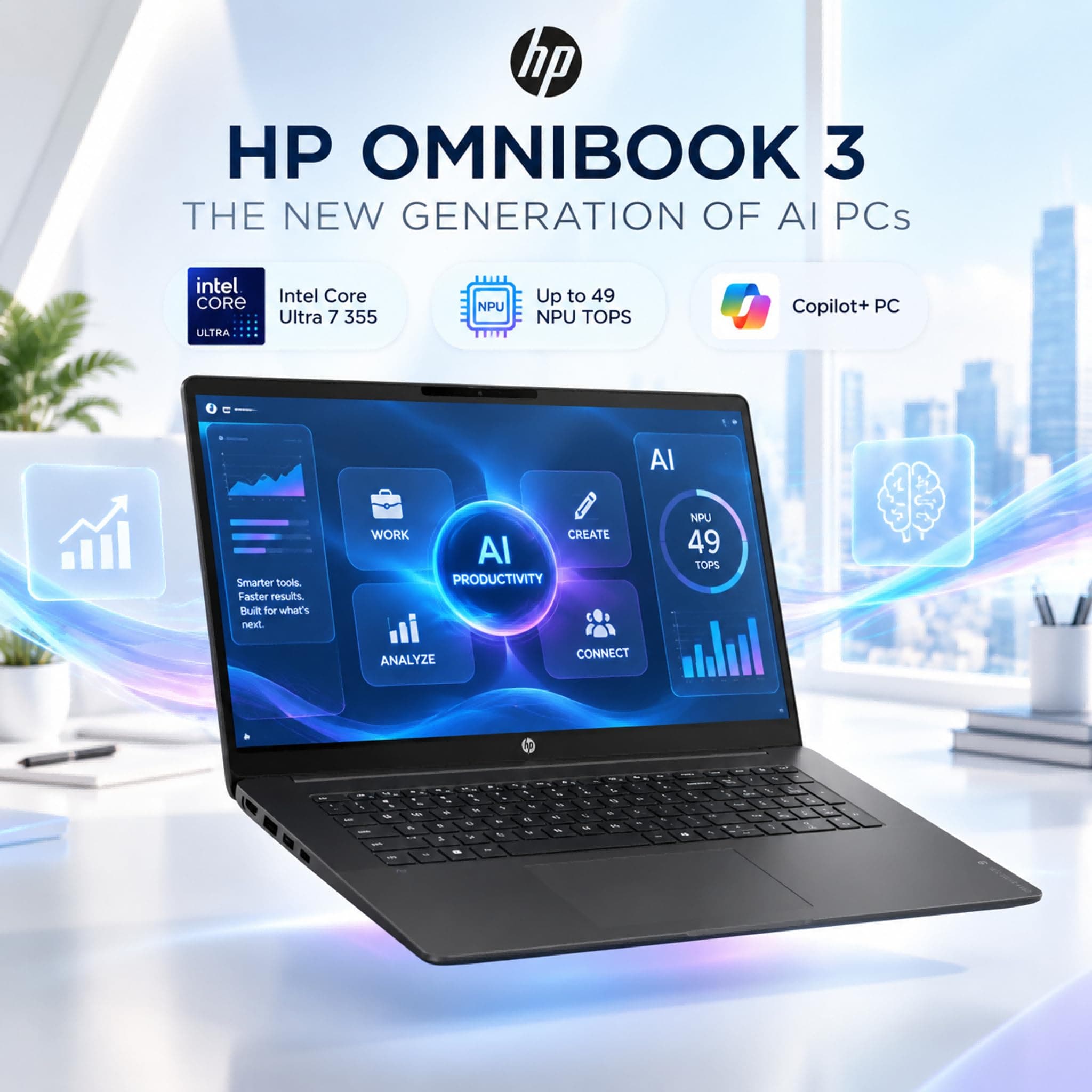 HP 17 Touchscreen Laptop Business 2026, Intel Core Ultra 7 355, 16GB DDR5, view 2