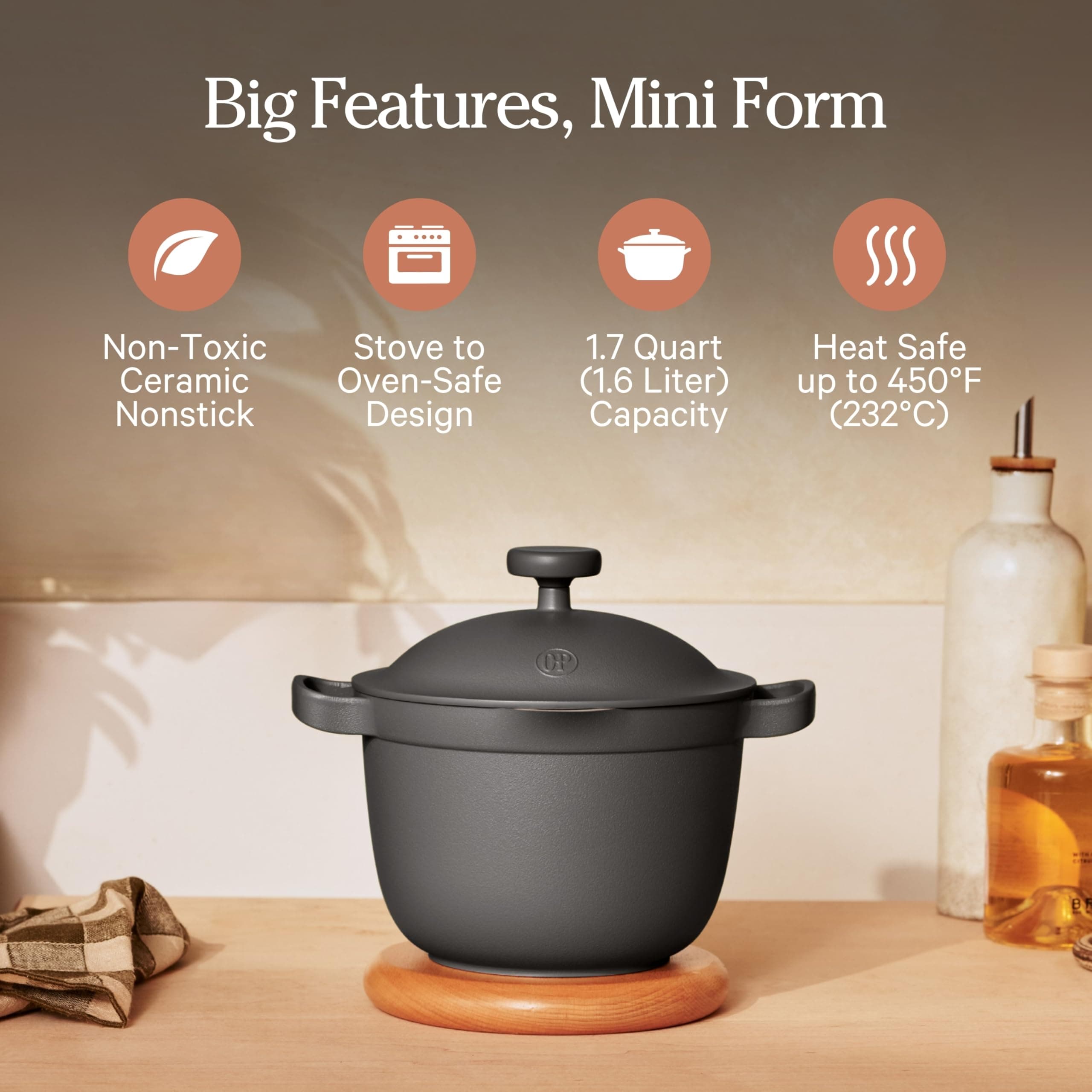 Our Place Petite Perfect Pot, 1.75 Qt Ceramic Nonstick Sauce Pot with Lid, view 2