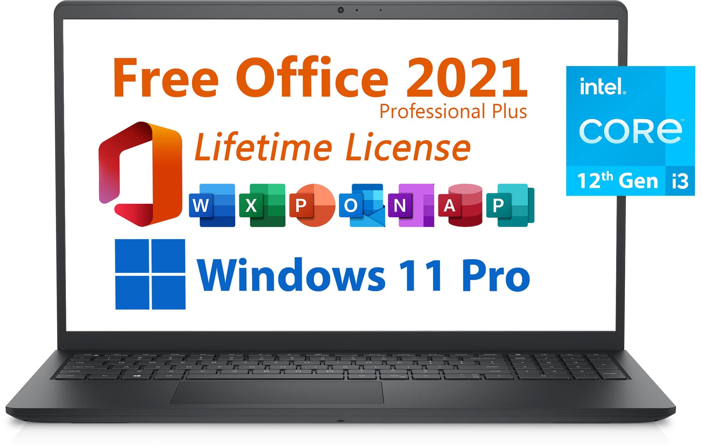 Dell 2024 Inspiron 15 Laptop, Free Microsoft Office 2021 with Lifetime License, 15.6" FHD 1920 x 1080, Intel 6-Core i3-1215U Upto 4.4 GHz, 16GB DDR4 RAM, 512GB PCIe SSD, Windows 11 Pro, Black