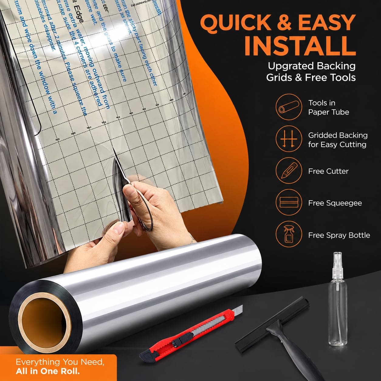 Upgraded One Way Window Privacy Film Sun Heat Blocking, 17.5" x 78.7", view 4