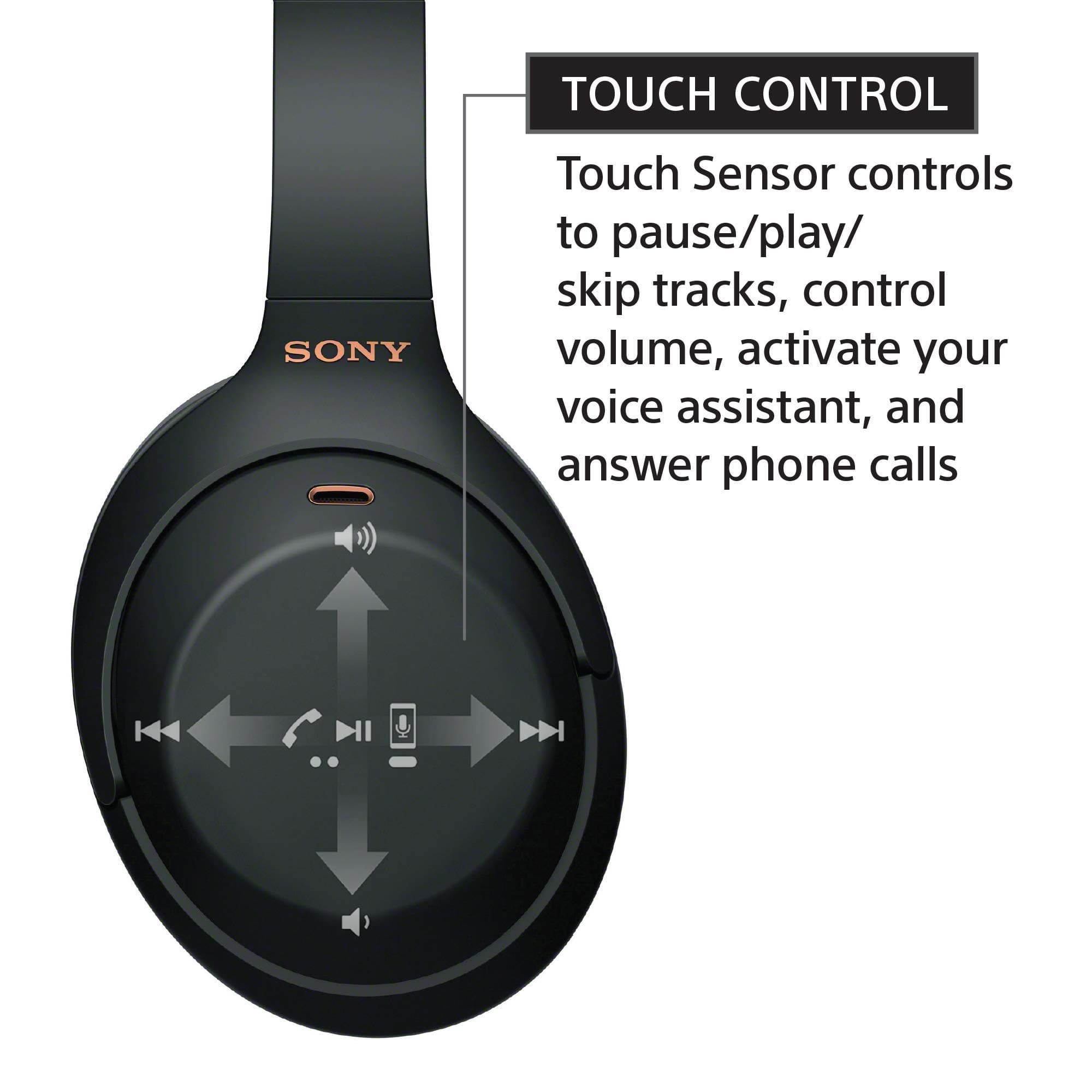 Sony WH-1000XM4 Wireless Noise Canceling Overhead Headphones - Black (Renewed), view 5