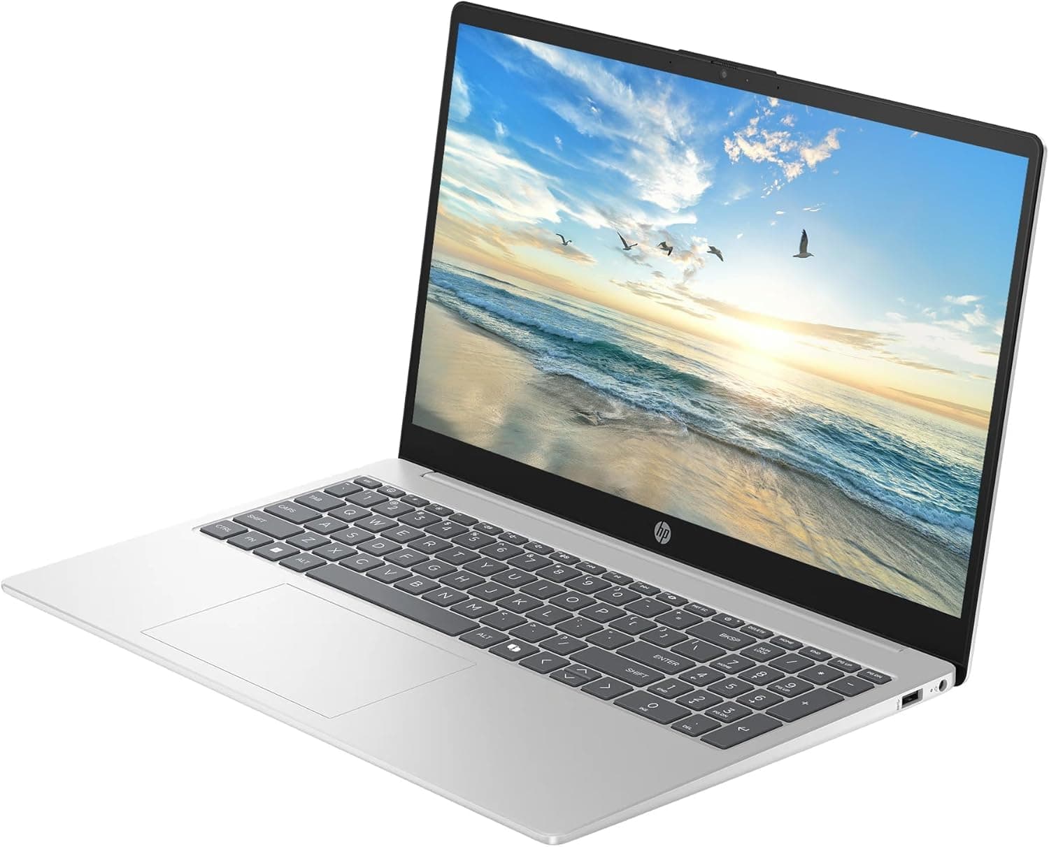 HP 15.6" FHD Business & Student Laptop Computer with 1-Year Office 365 & Copilot AI, Quad-Core Intel Processor, 16GB RAM 640GB Storage (128GB UFS+512GB SD Card), Win 11 H, PLUSERA Docking Hub, Silver, view 3