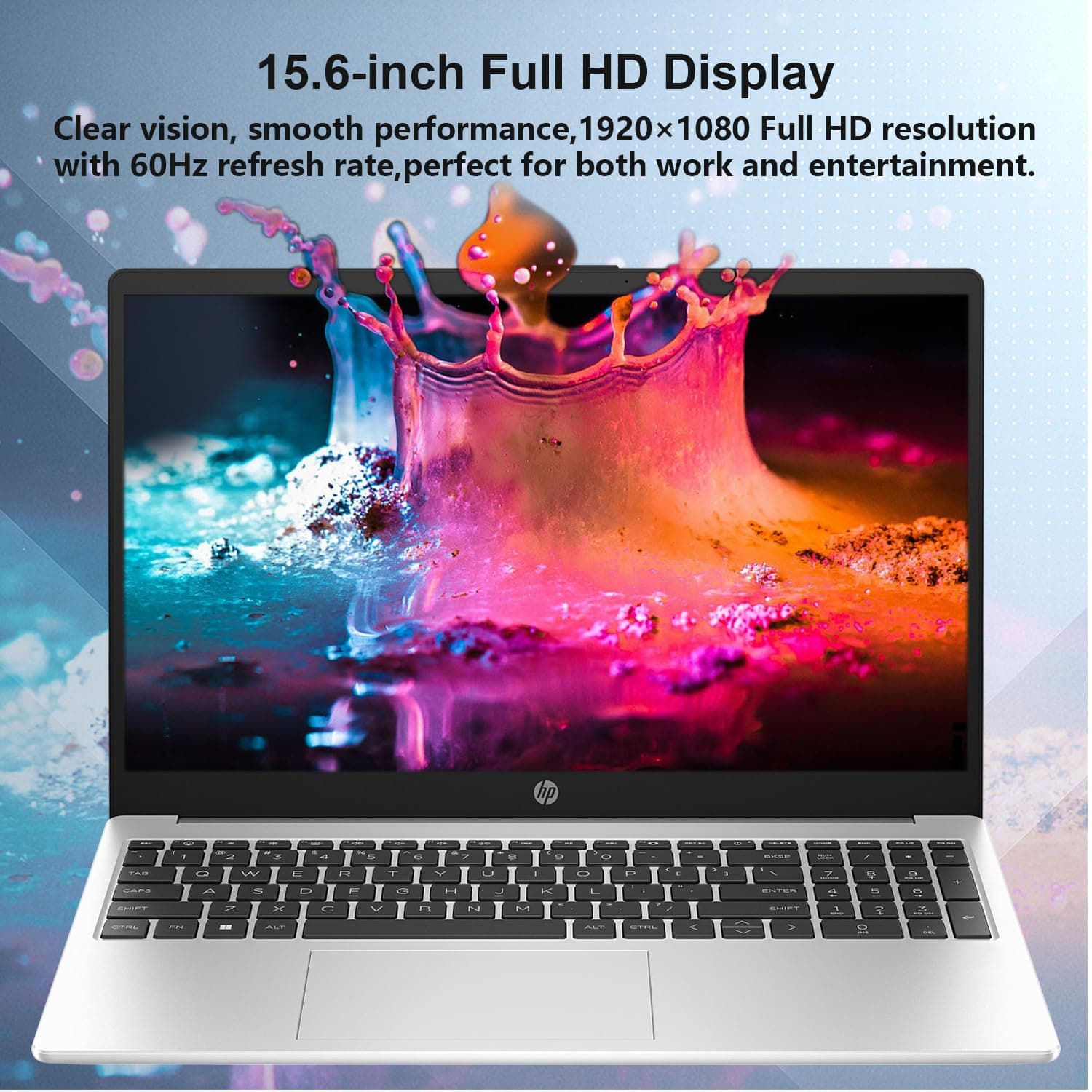 HP 255 G10 Laptop, 15.6" FHD Display, AMD Ryzen 5 7530U, 32GB RAM, 1TB SSD, Windows 11 Pro, Business Laptop for Office, School, and Daily Use, Work and Entertainment, Silver, view 3