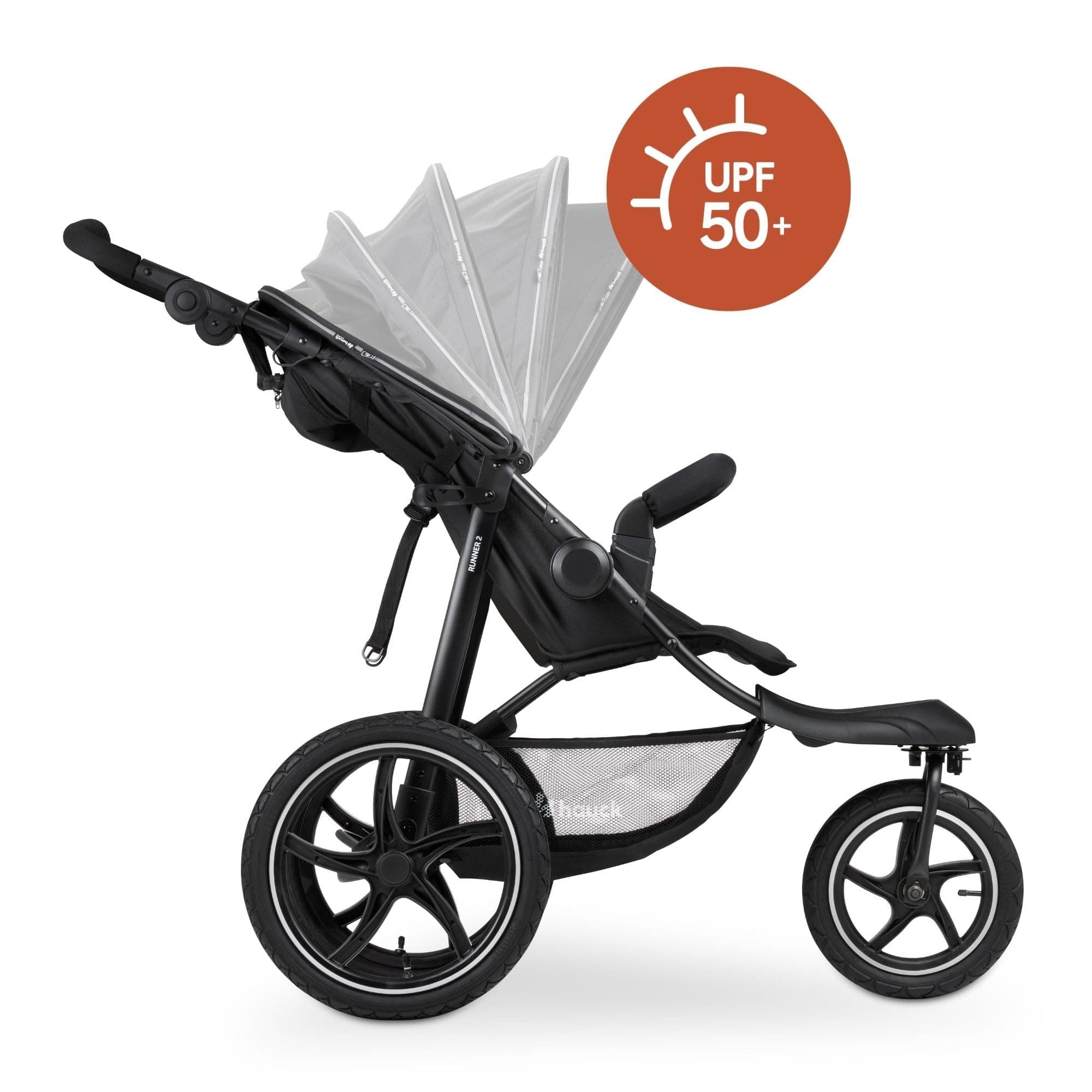 hauck 3-Wheel All Terrain Stroller with Raincover, XL Pneumatic Air Wheels, Mesh Window, and Height-Adjustable Handle, UPF 50+ - from Birth up to 48.5lbs, view 8