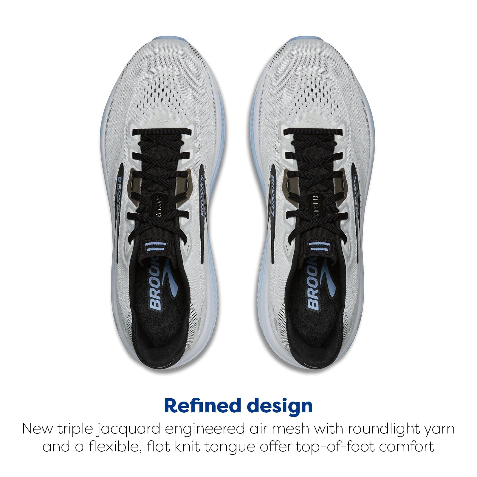 Brooks Men’s Ghost 18 Neutral Running & Walking Shoe - White/Black/Open Air - 8 Medium, view 4