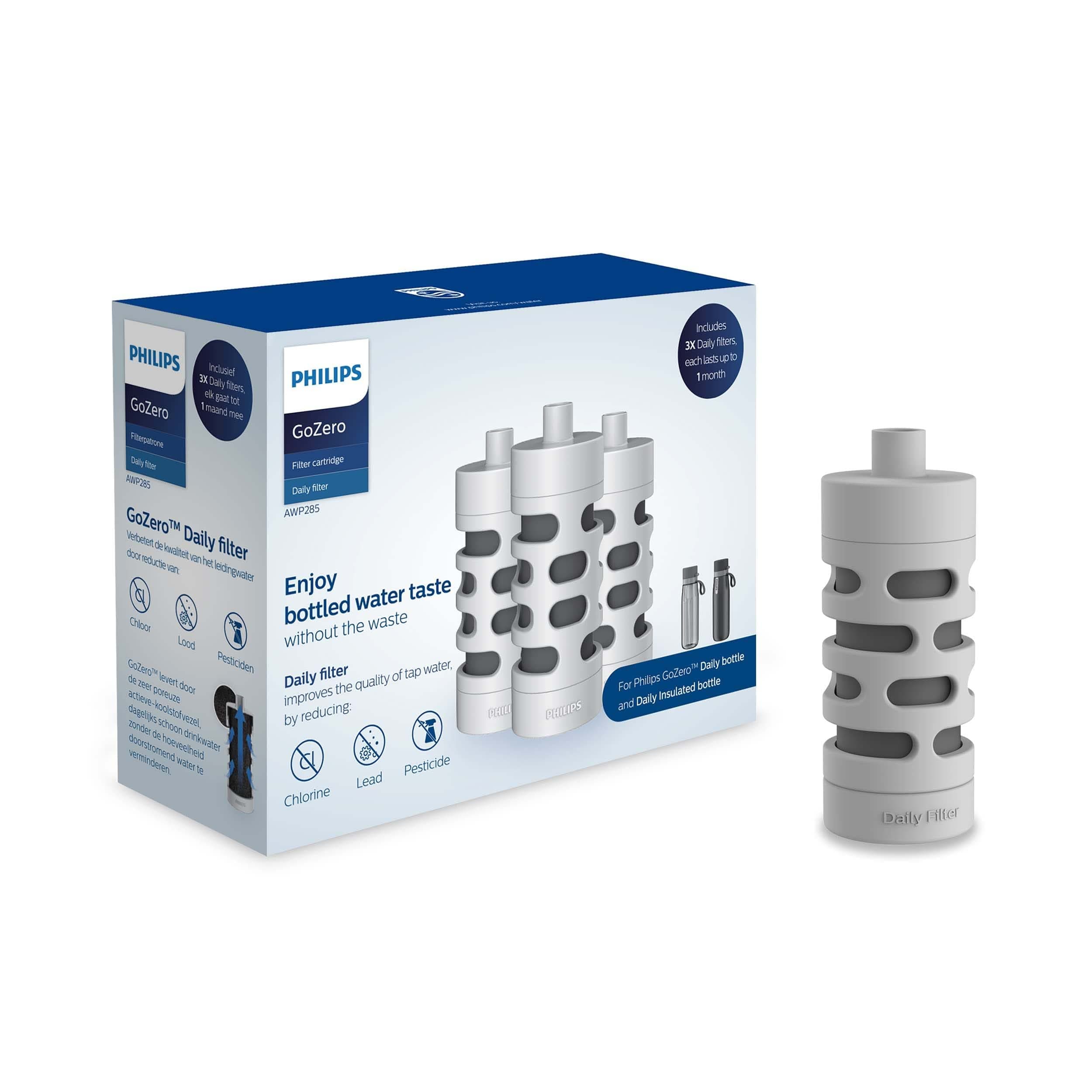 Philips Water GoZero Daily Filterkartusche, 3 STK. Weiss,Daily Filter Cartridge 3-pack, One Size