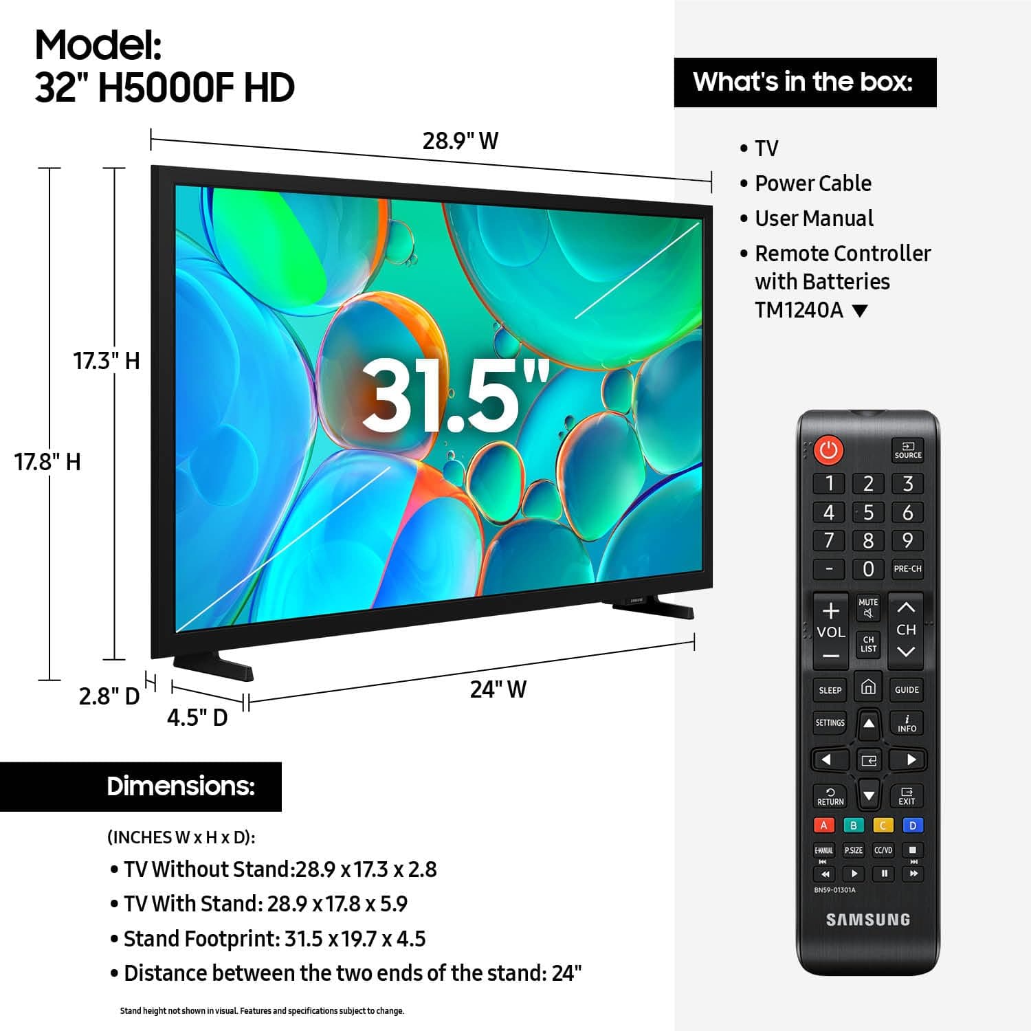 Samsung 32-Inch Class HD H5000F Smart TV (2025 Model) HDR, Object Tracking Sound Lite, Knox Security, One UI Tizen, view 2