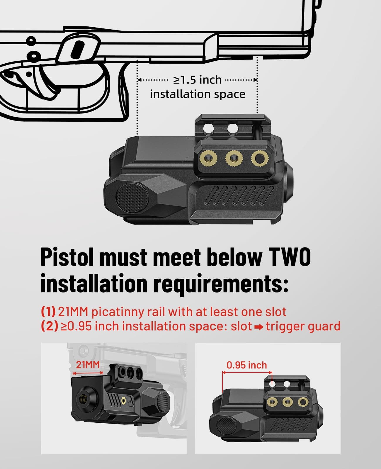 EZshoot Laser Sight for Pistol, Sub Compact Red Small Laser for Handgun, view 2