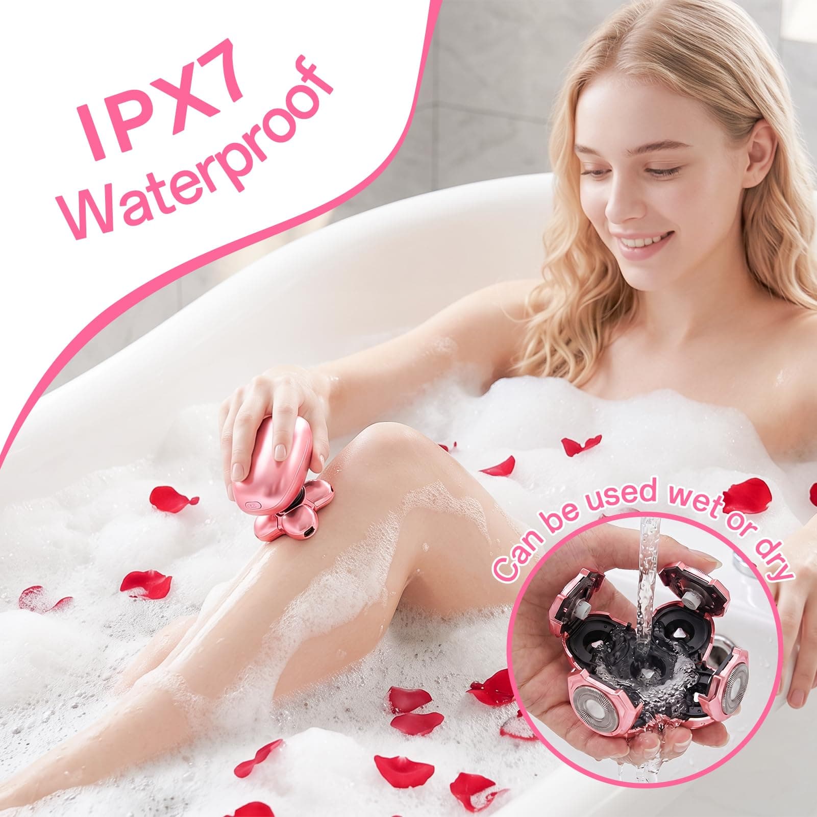 5-in-1 Electric Razors for Women, Portable Electric Shavers for Full Body, Waterproof Wet/Dry, Rechargeable Hair Remover for Lady Legs, Face, Underarms, Lips, Arms, view 4