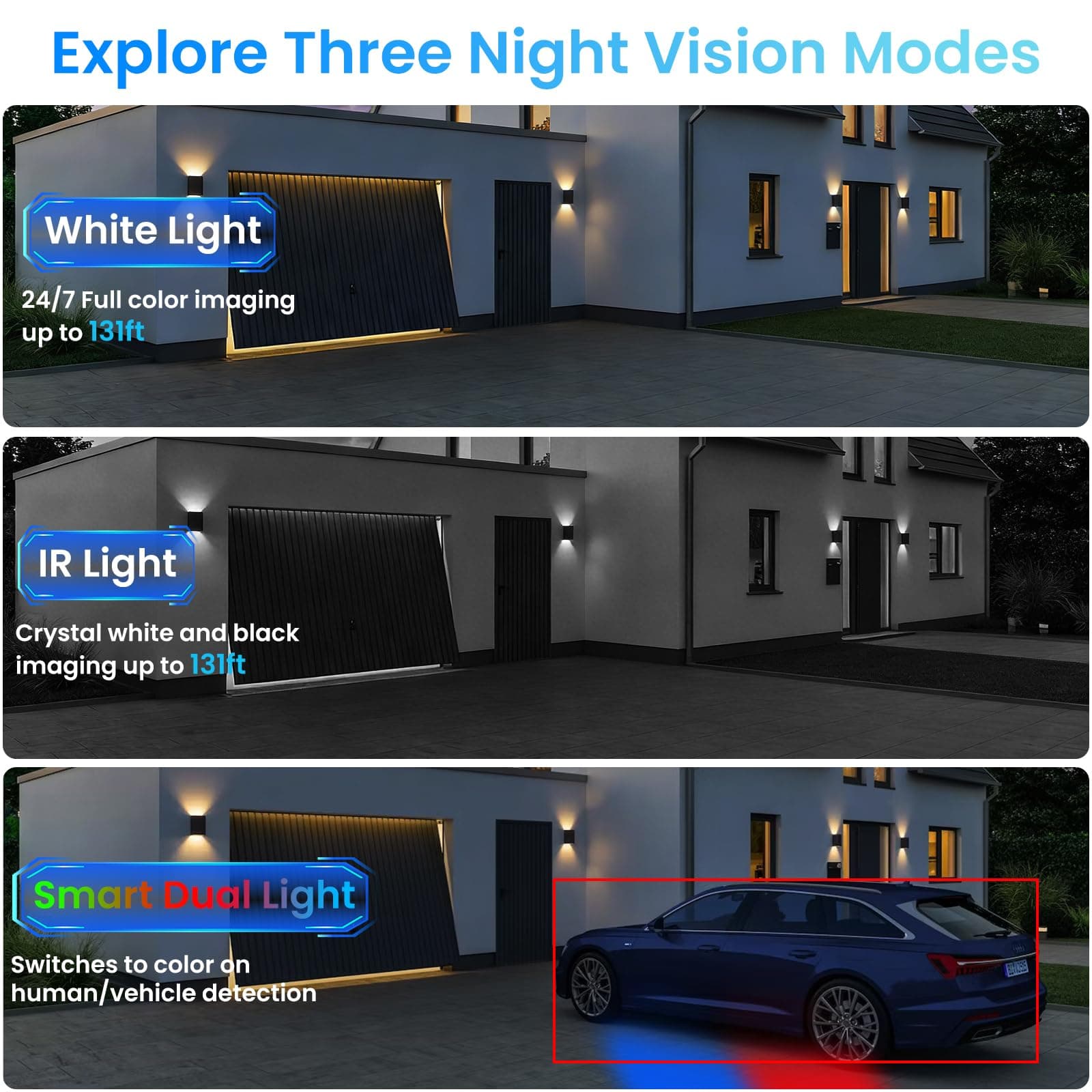 OHBET DahuaSecurity 4K 8MP PoE IP Camera, Strobe Red & Blue Light and Audio Alarm, Metal Turret Security Camera Outdoor, Two Way Audio, Color Night Vision, Human Vehicle Detection, 2.8mm Lens, IP67, view 6