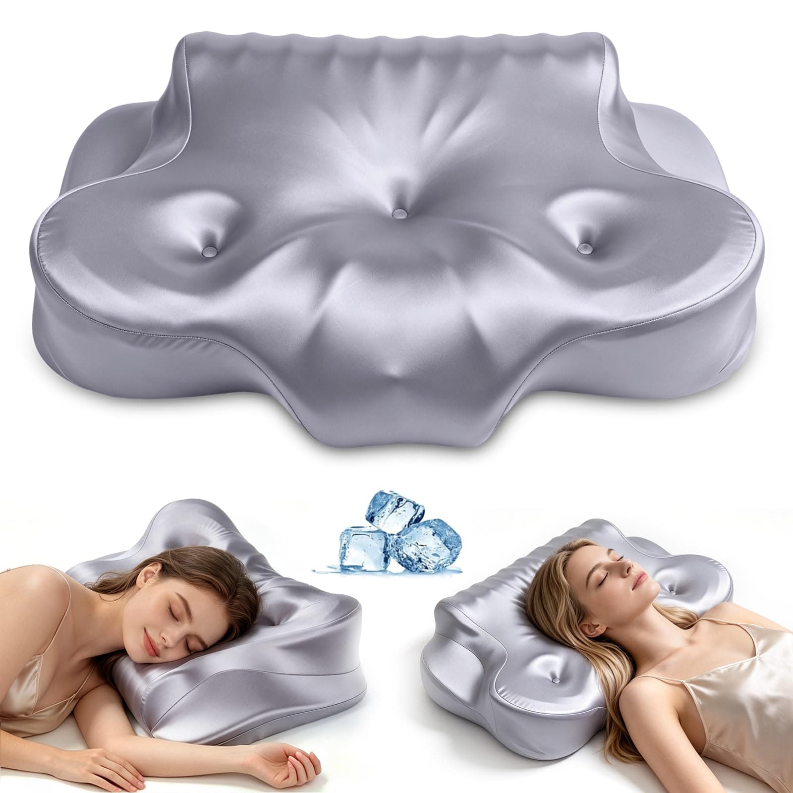 COMFYPIL Cervical Pillow for Neck Pain Relief, Ergonomic Contour Memory Foam Pillow for Side Back Stomach Sleepers, Deep Sleep Pillow for Soft Shoulder Support with Cooling Pillowcase, Grayish Purple, TickClip Clip verdict