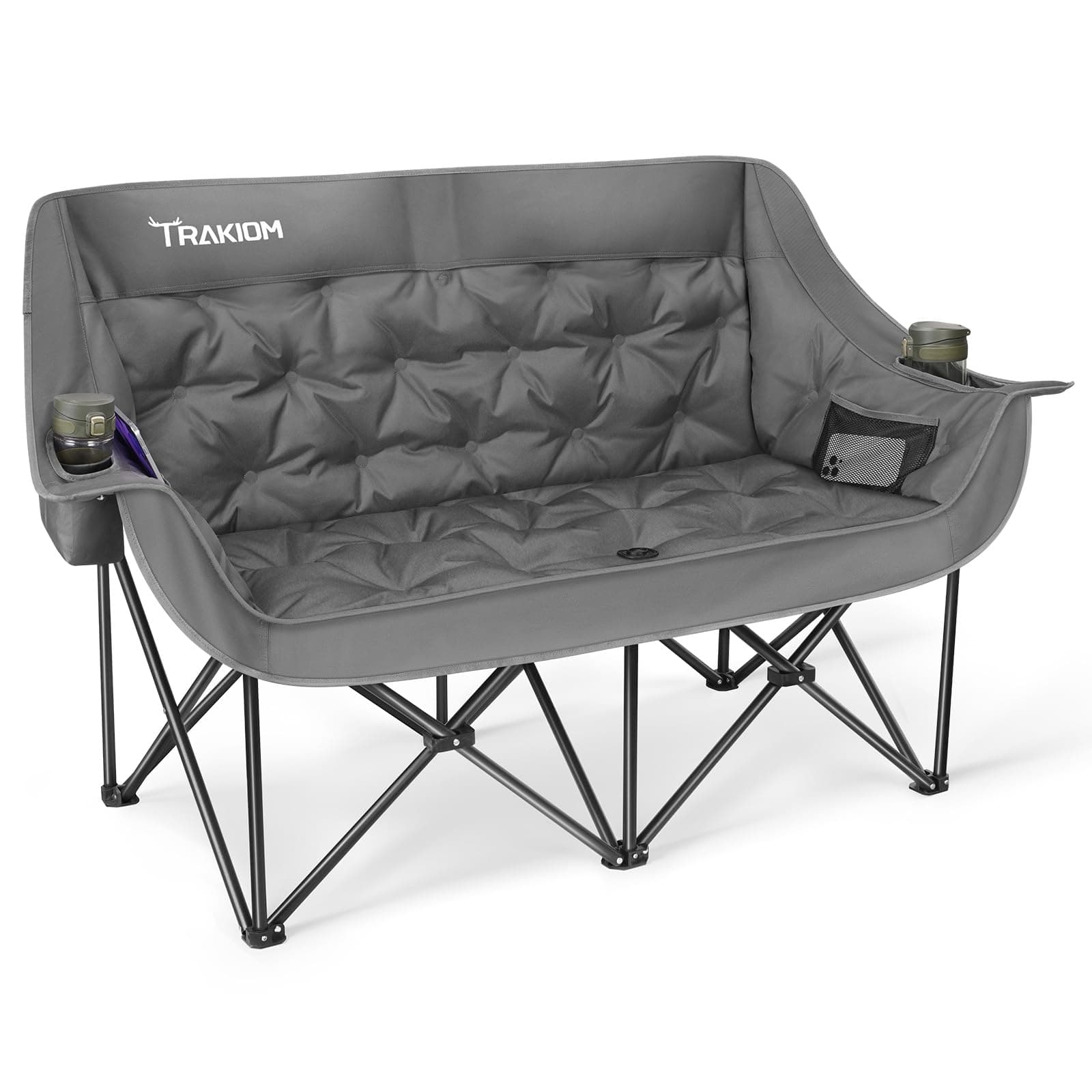 Trakiom Double Camping Chair, Oversized with Cup Holders, Grey, TickClip Skip verdict
