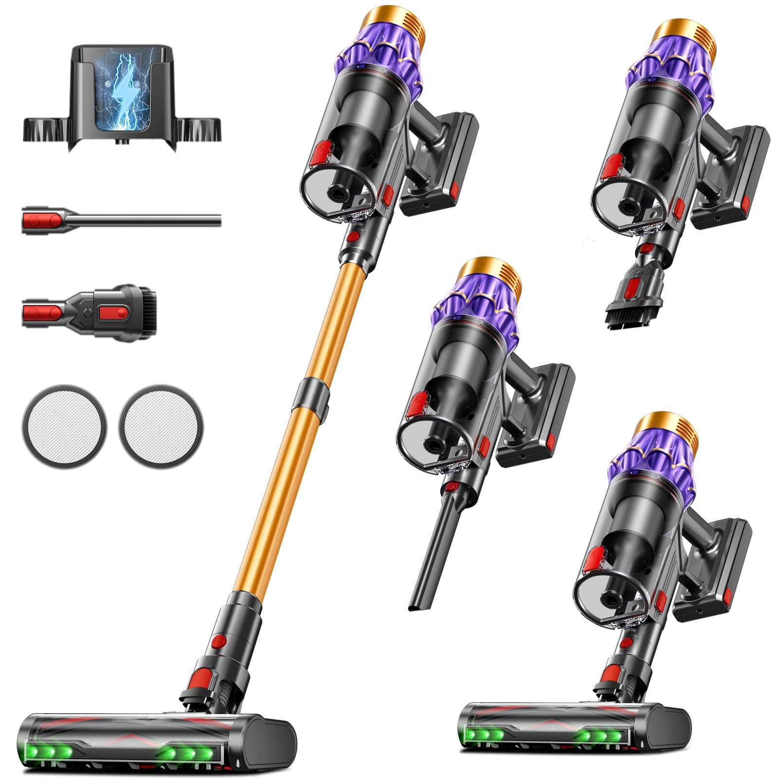 Cordless Vacuum Cleaner, 650W/60KPA/70 Mins Vacuum Cleaners for Home with Self-Standing, Anti-Tangle Vacuum Cordless, Smart Display and 1.8L Cup Cordless Stick Vacuum Cleaner for Pet Hair/Carpets