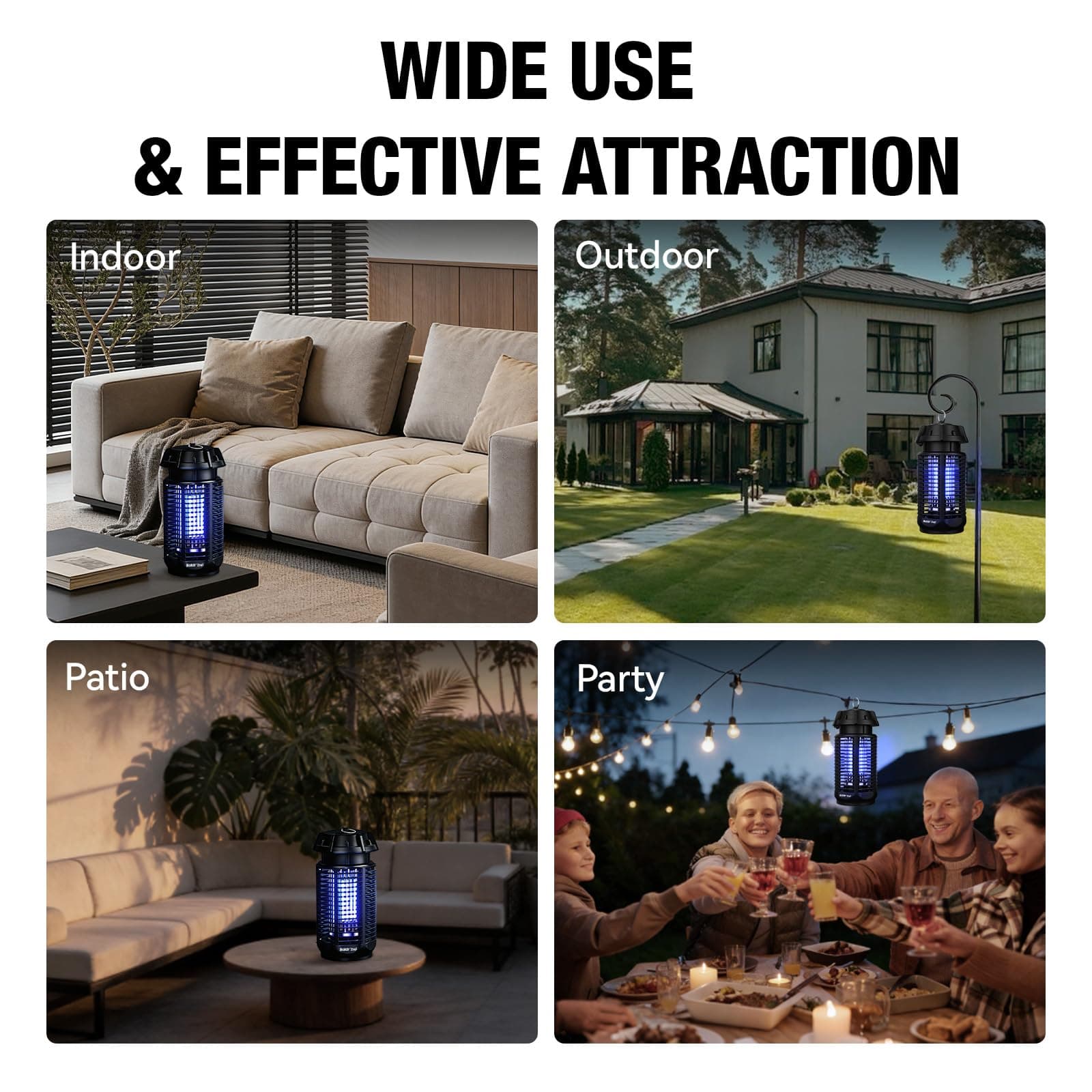 BALDR Bug Zapper Outdoor Indoor, 20W Power & 4200V Instant Grid Mosquito Repellent, Coverage of 1/2 Acre Fly Trap for Patio, Backyard, Home，2 Pack, view 4