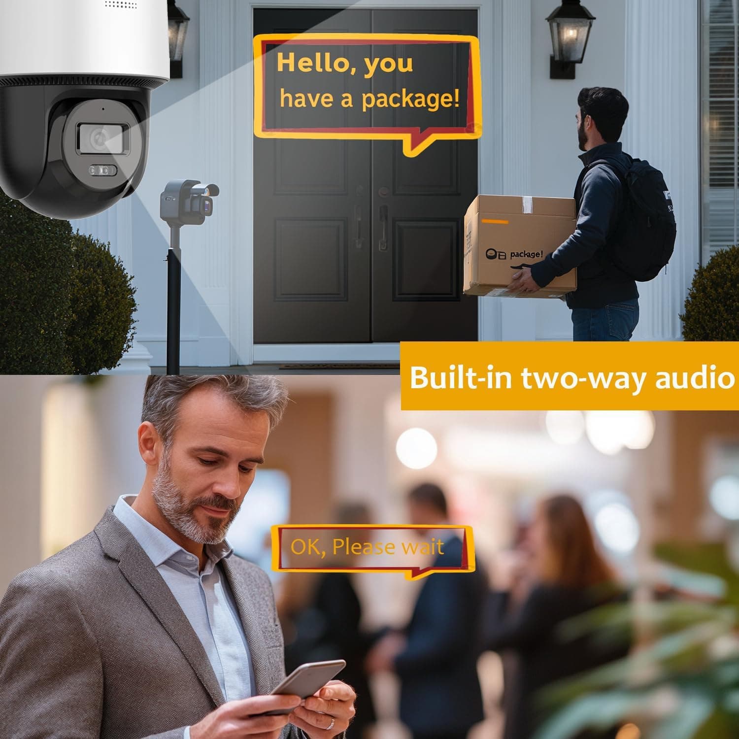 DS-2DE2C400MWG-E 4MP Mini PT POE Outdoor Camera, 2.8MM Wide Lens, H.265+, Smart Hybrid-light, Support Human Detection and Auto-tracking, Built-in Microphone, Speaker, Card Slot(Up to 512 GB), IP66, view 4