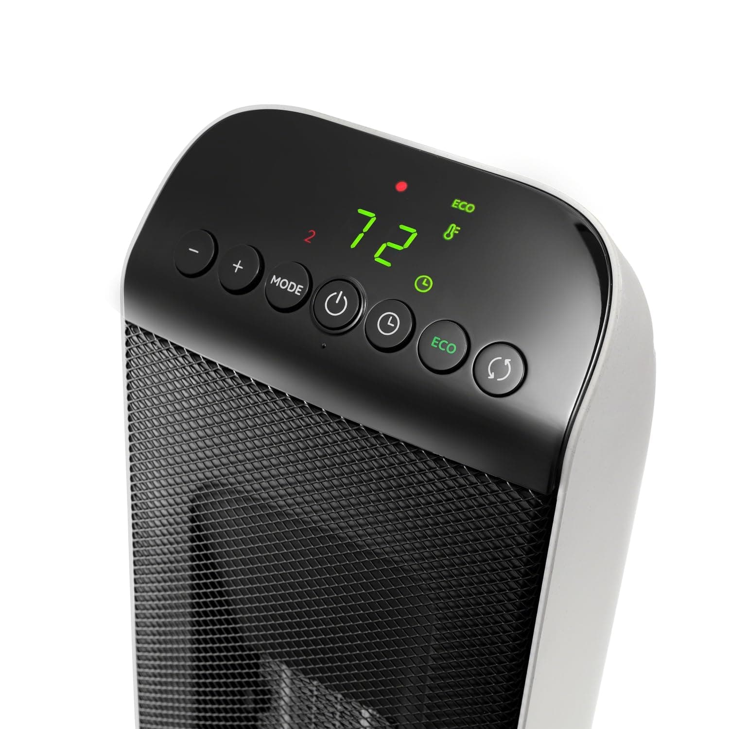 DeLonghi 1500w Ceramic Digital Tower Heater made with recycled materials and packaging, remote, ECO, oscillation, view 3