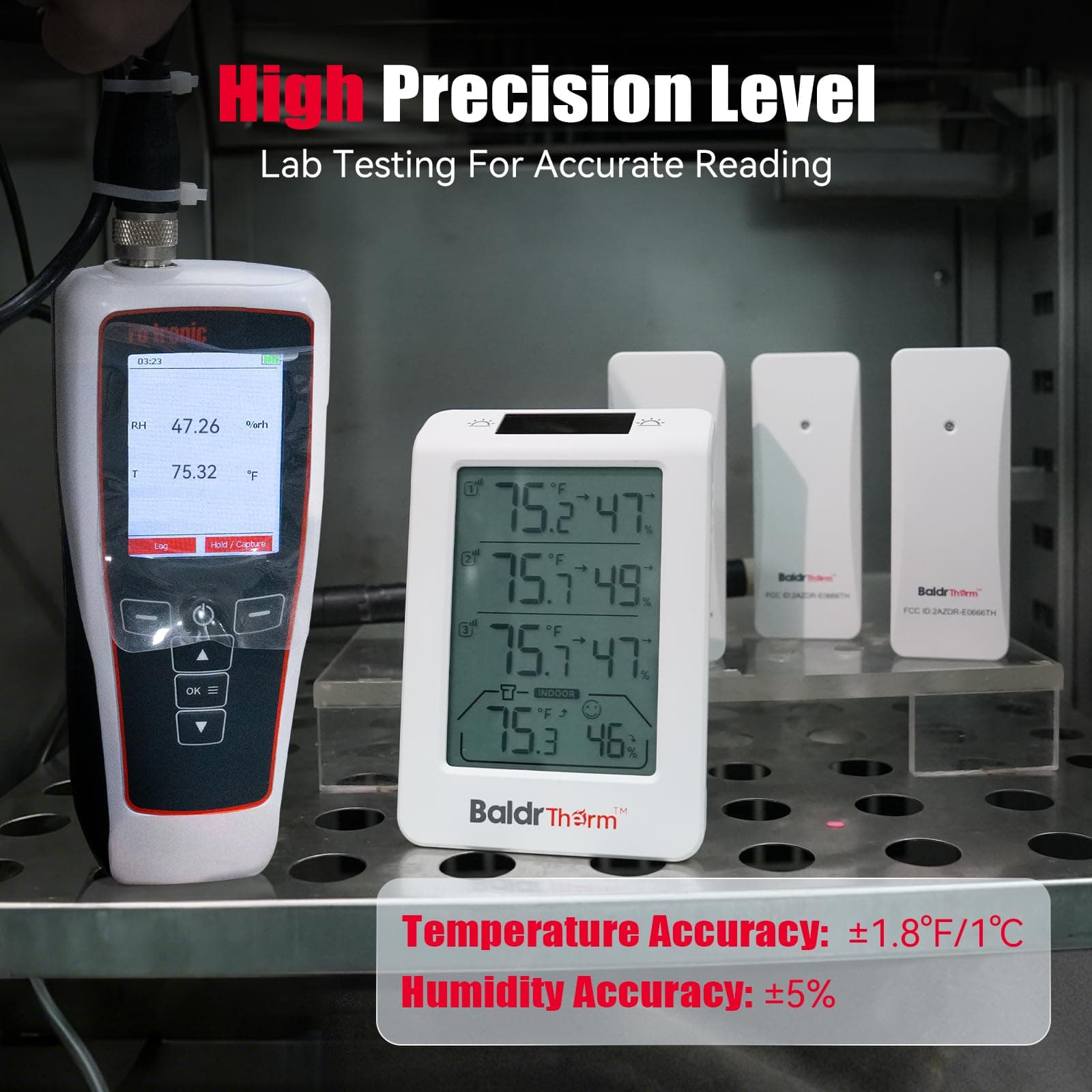 Wireless Freezer Monitor with 3 Sensors, 328ft Long Range Digital Refrigerator Thermometer with Min/Max Temp and Smart Adjustable Backlight, for Home, Garage & Breast Milk, White, view 3