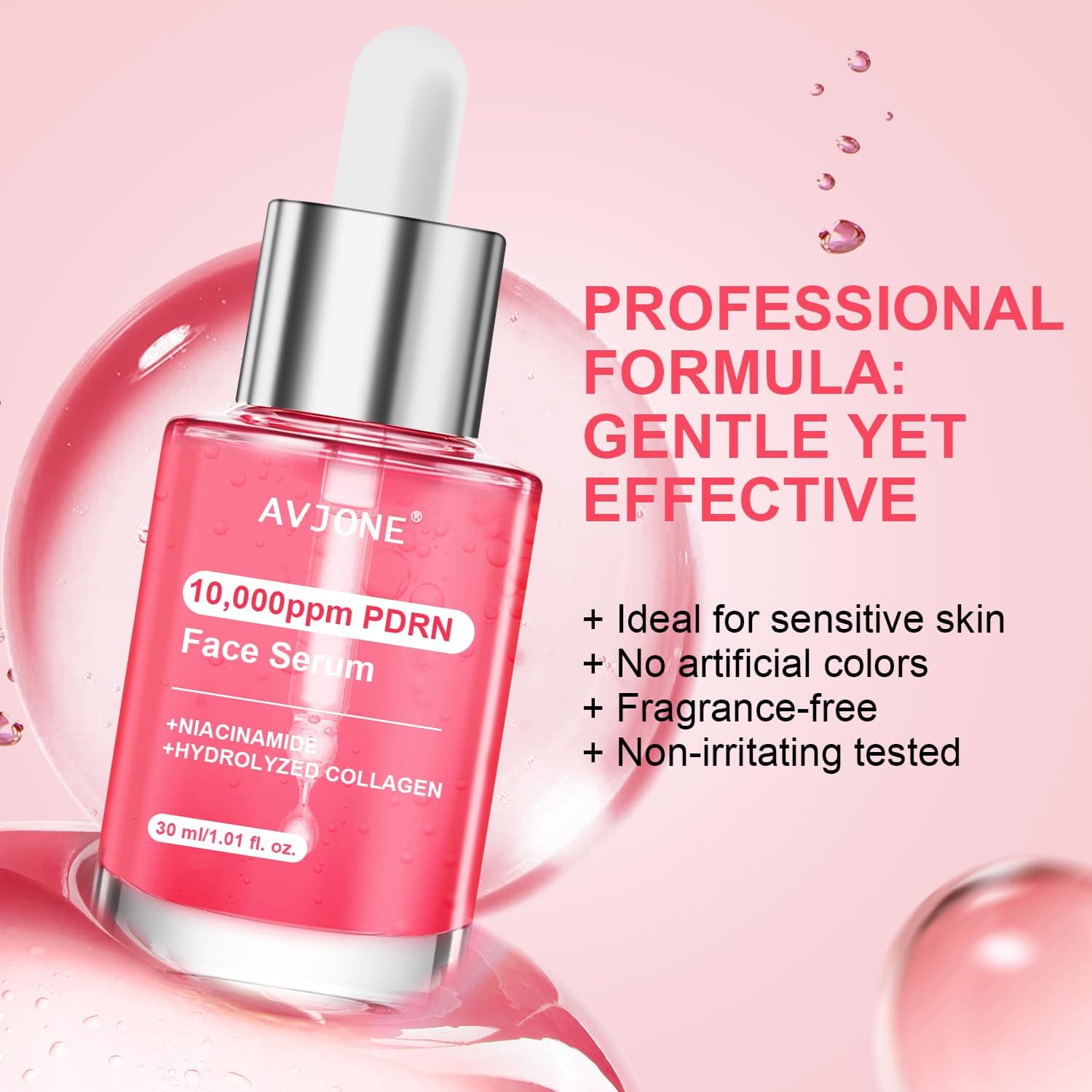 AVJONE PDRN Serum for Face – with 10% Niacinamide & Collagen, Advanced Salmon PDRN Serum for Uneven Skin, Hydration & Elasticity, Glass Skin, Fragrance Free 30ml,1.01 Fl Oz, view 3