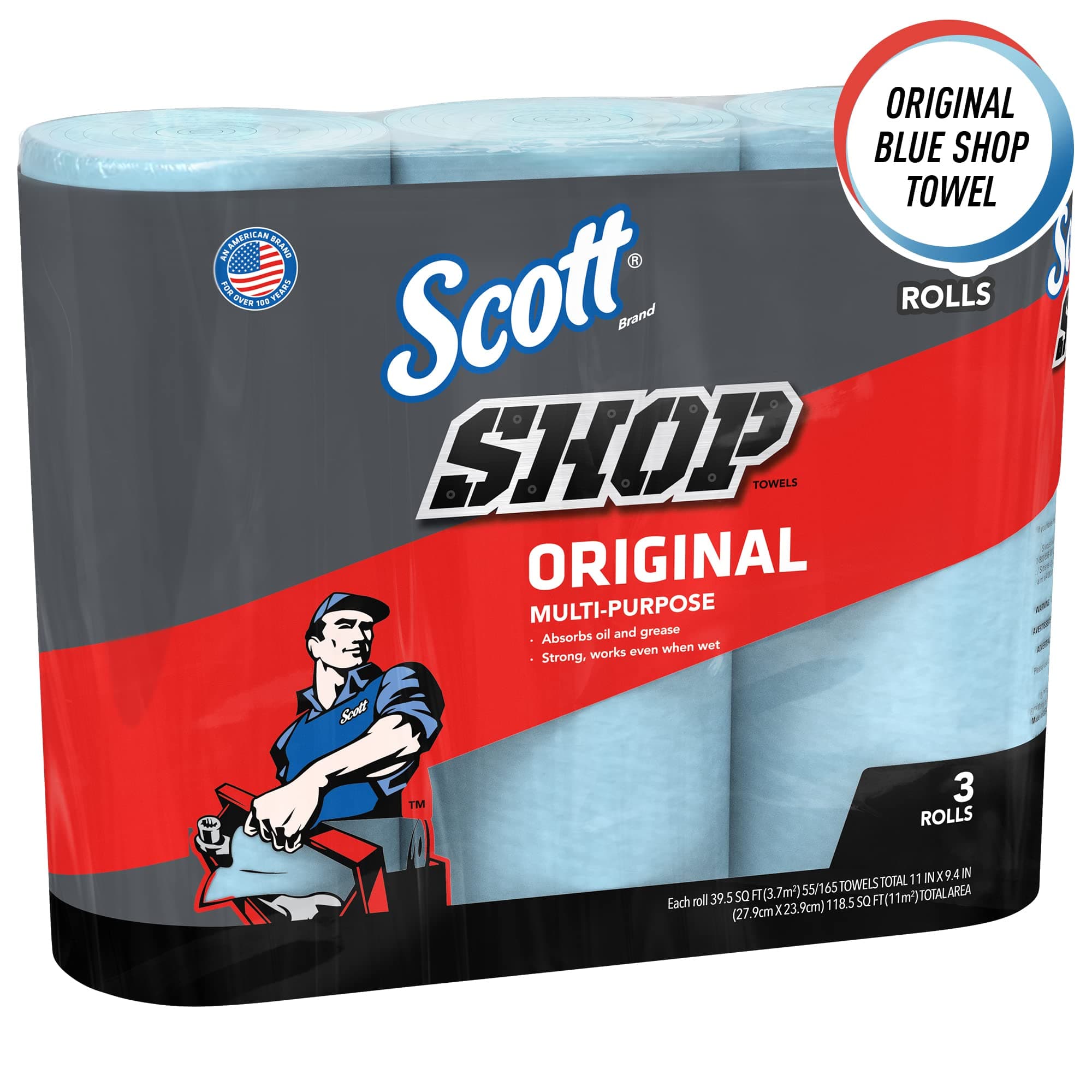 Scott Shop Original Towels (75143), Blue Towel, 9.4'x11' Wipe (30 Rolls of 55 Sheets, 10 Packs/Case, 1,650 Sheet Total), view 2