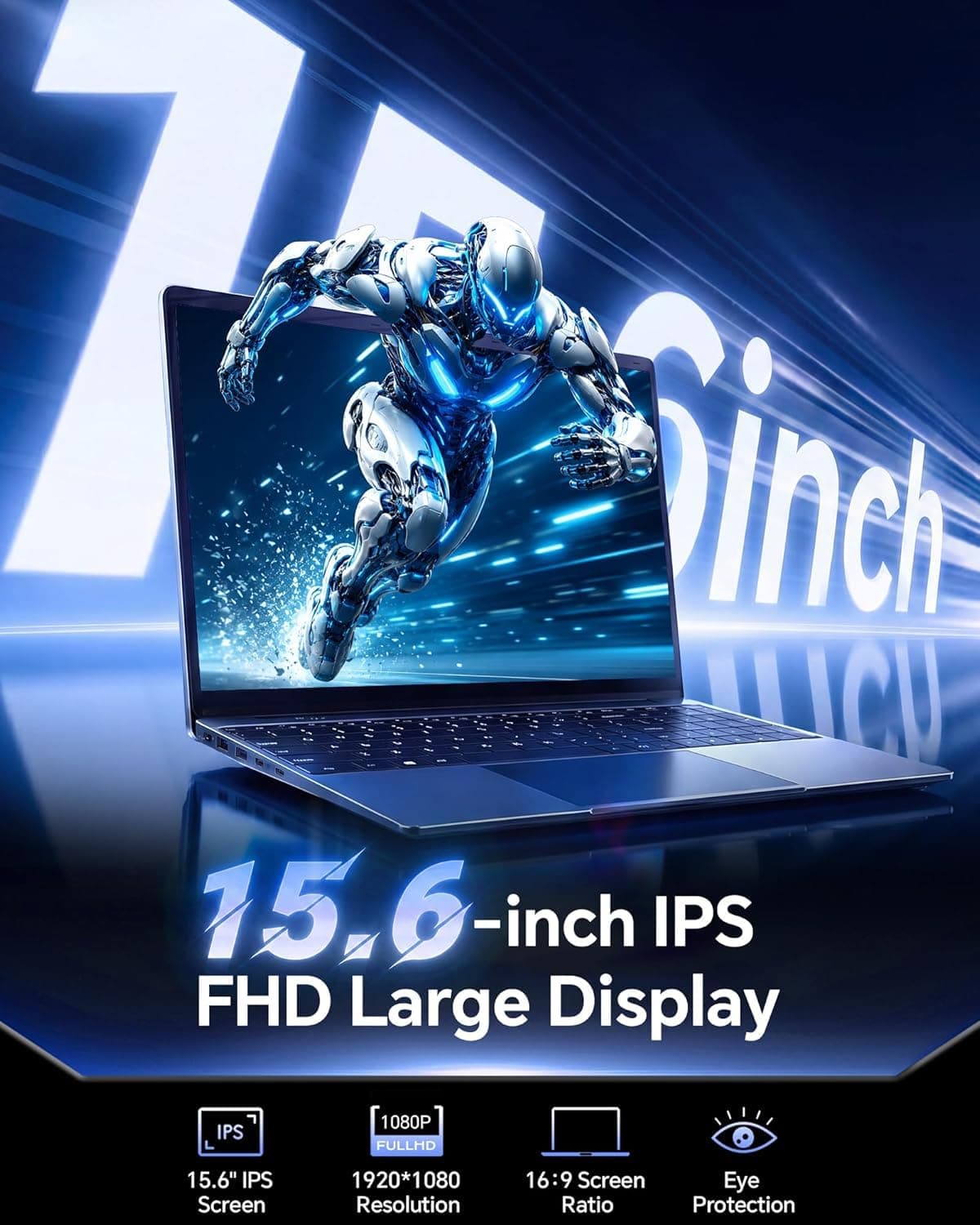 AKCHART 15.6 Inch Laptop with AI, Office 365, 6GB RAM 128GB SSD, Quad-Core Processor, Win 11 Home Laptops Computer, IPS FHD, 180°Viewing, Type-C, WiFi 5, BT4.2, Portable Thin Laptops, view 3