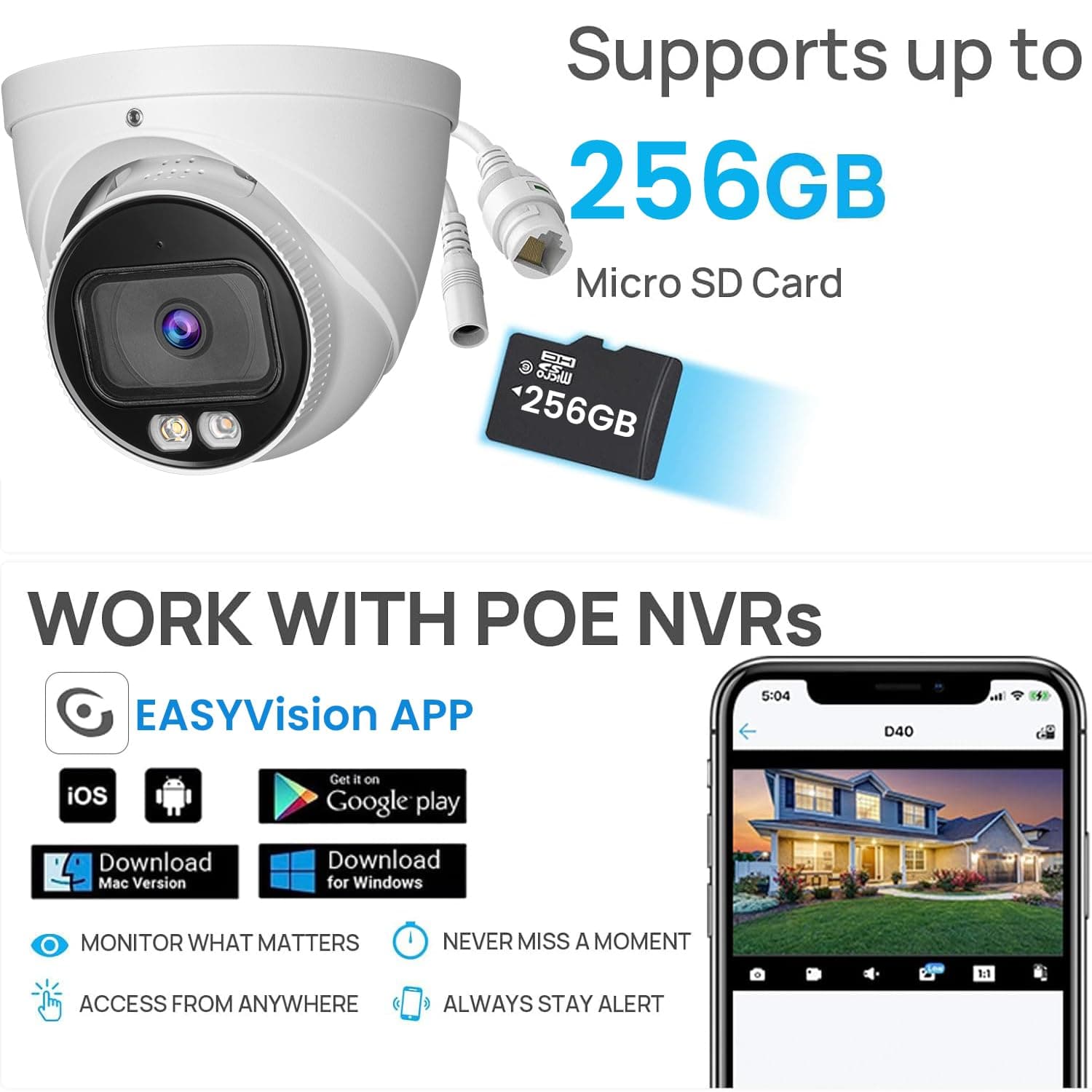 OHBET DahuaSecurity 5MP POE IP Turret Camera, view 6