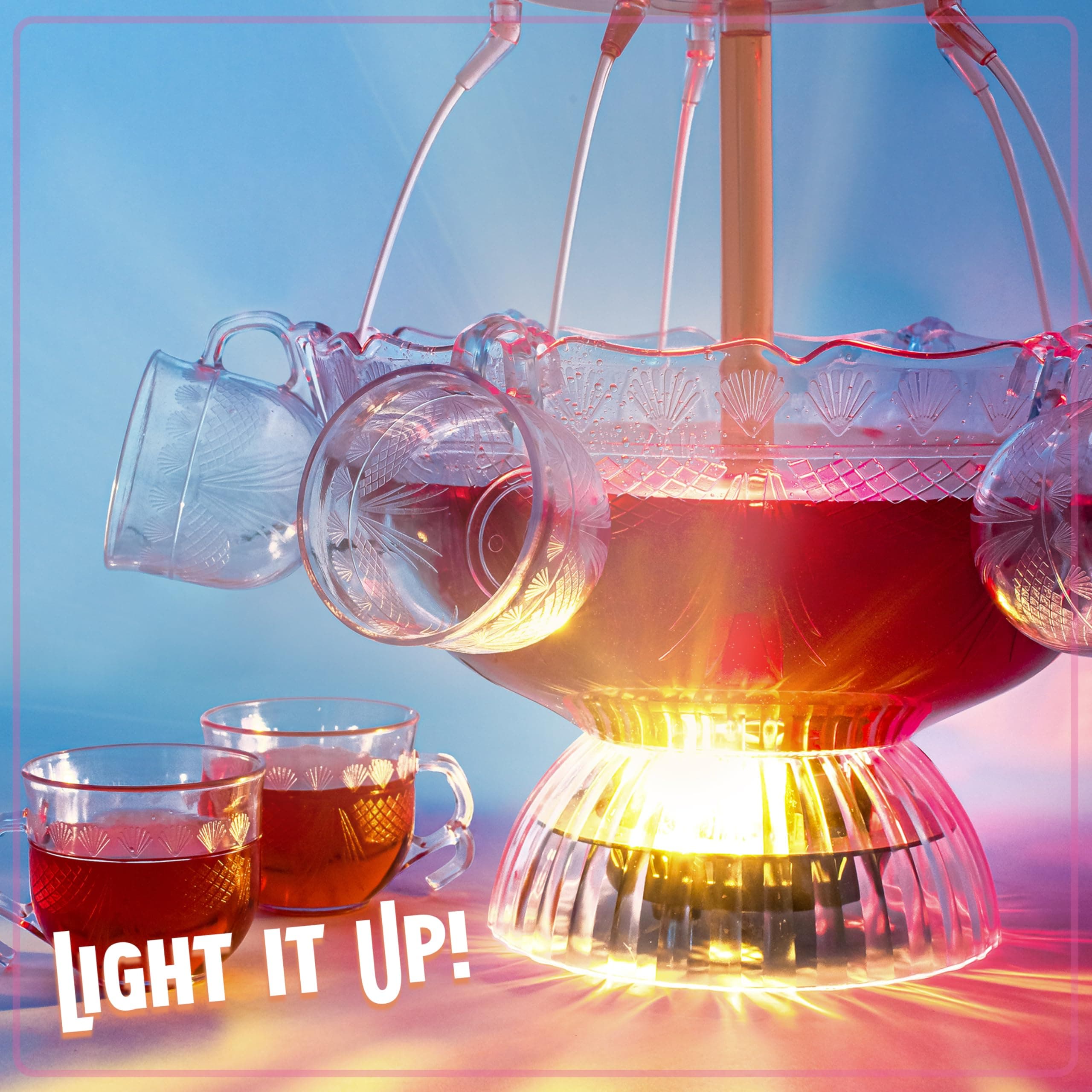 Nostalgia 3-Tier Party Fountain, Holds 1.5 Gallons, LED Lighted Base, Includes 8 Reusable Cups, 1.5 Gallon, Clear, view 5