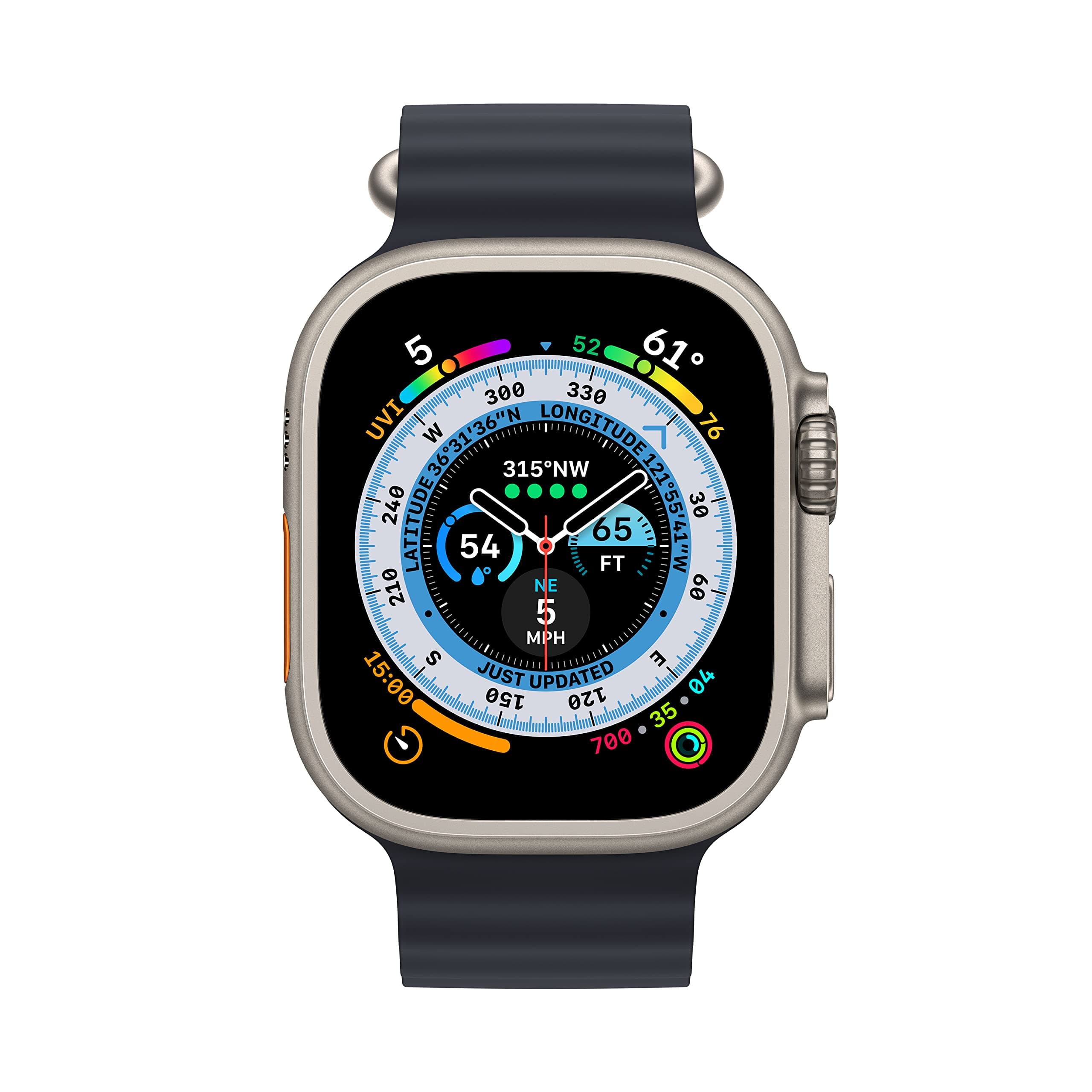 Apple Watch Ultra [GPS + Cellular 49mm] Titanium Case with Midnight Ocean Band, One Size (Renewed), view 2
